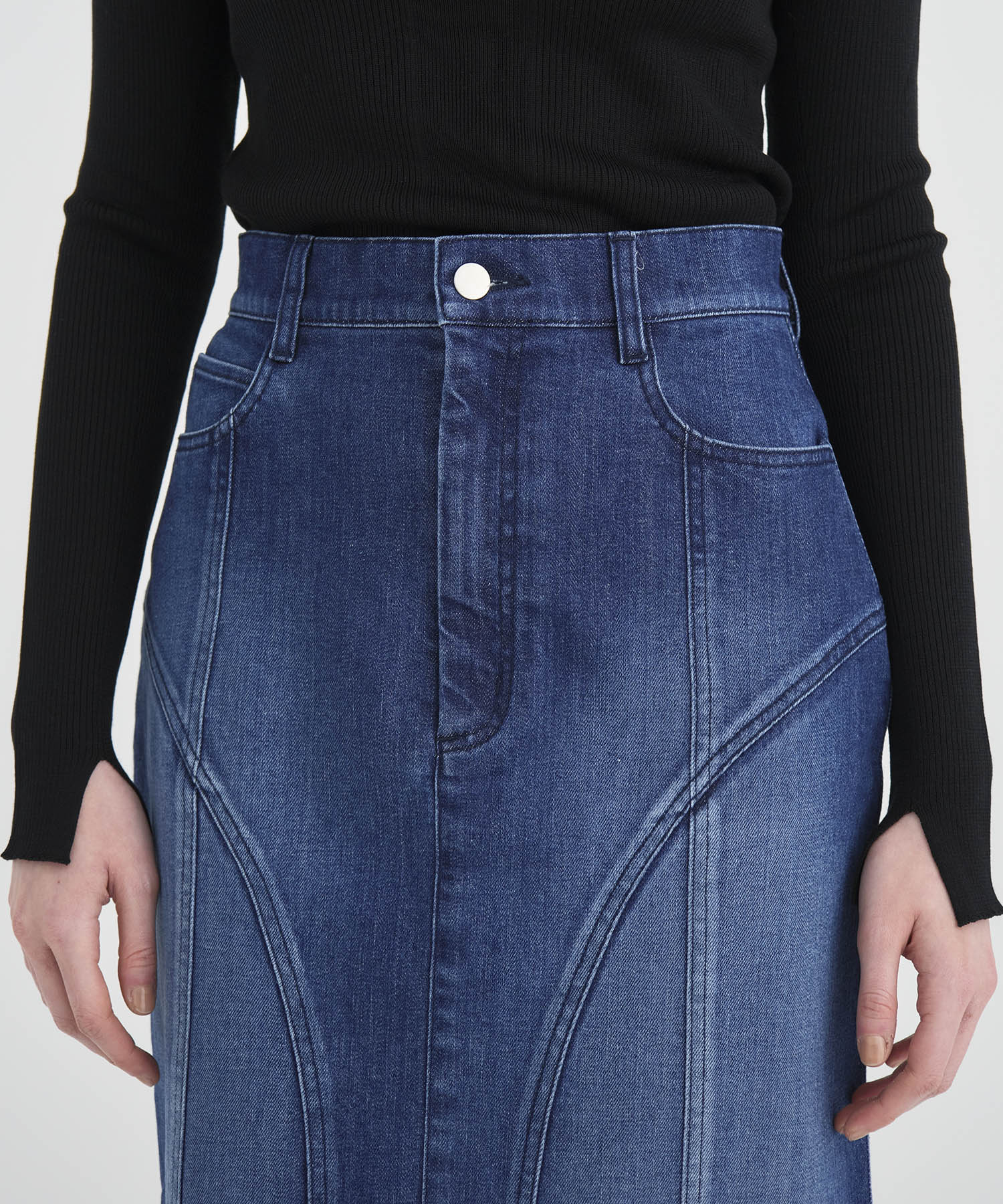 Cutting Stretch Denim Skirt RITAN