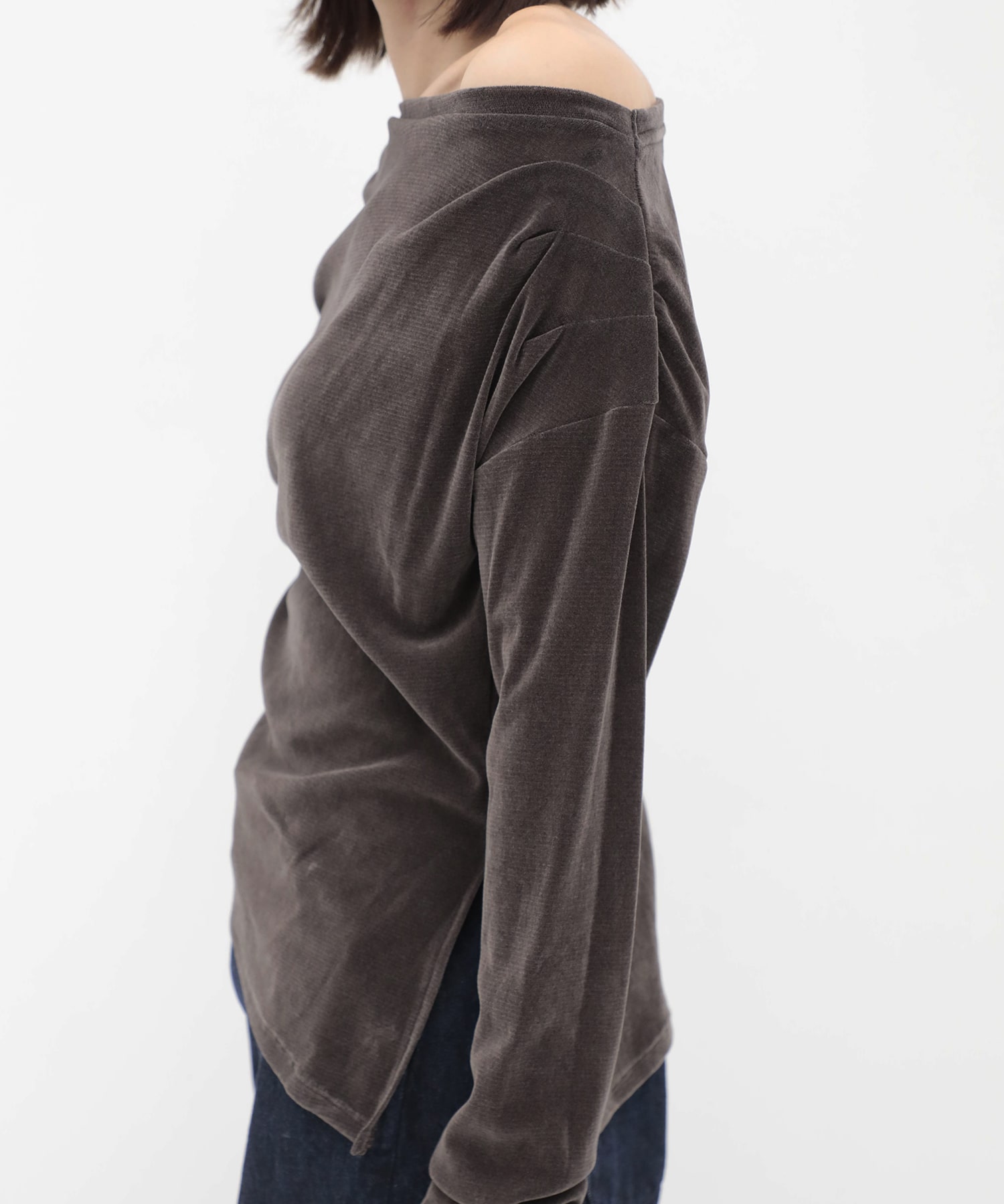 Velour One Shoulder Long T-Shirt RITAN