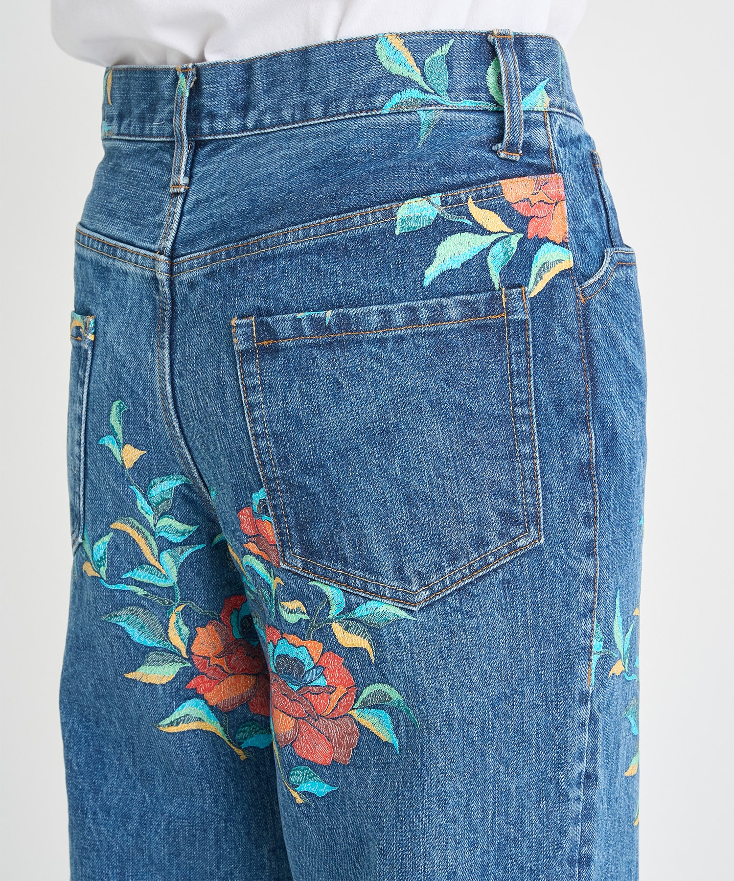 Flower Pattern Straight Denim Pants BED J.W. FORD