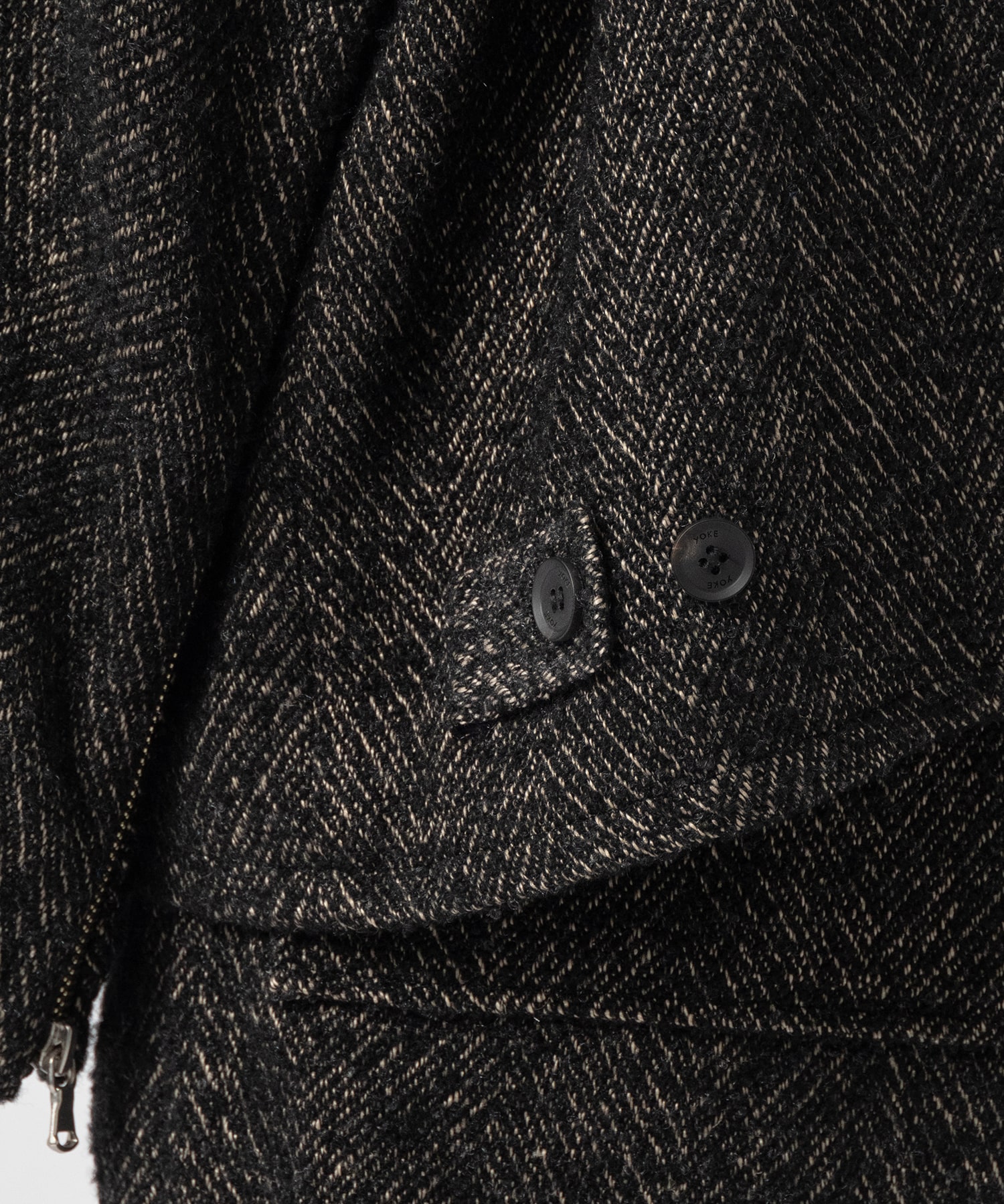 TWEED STAND COLLAR ZIP BLOUSON YOKE