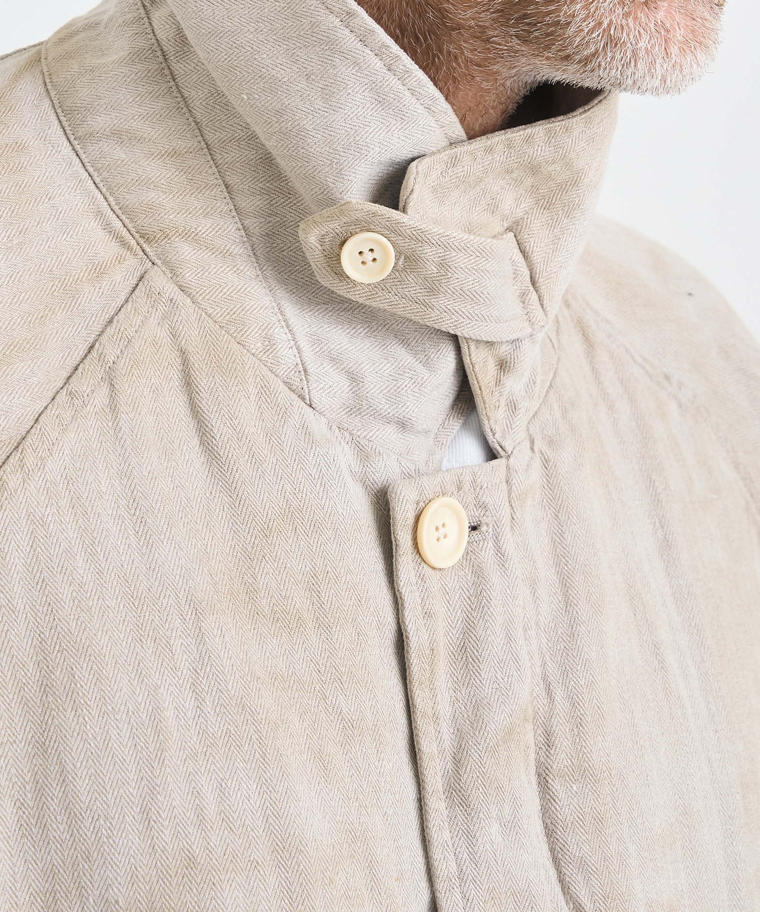 HEAVY LINEN HERRINGBONE ZIP JACKET ssstein