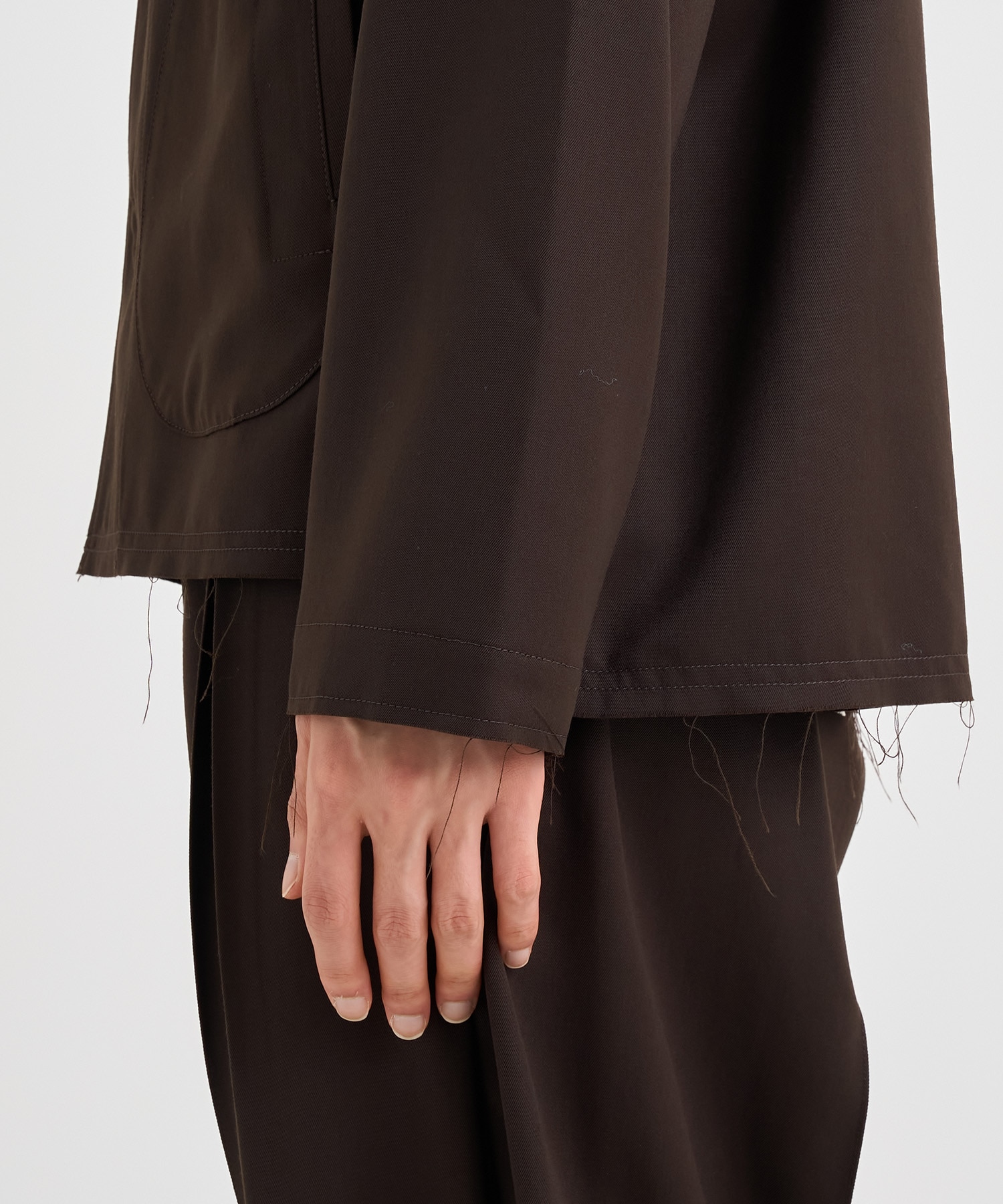 No-collar wool gabardine jacket 