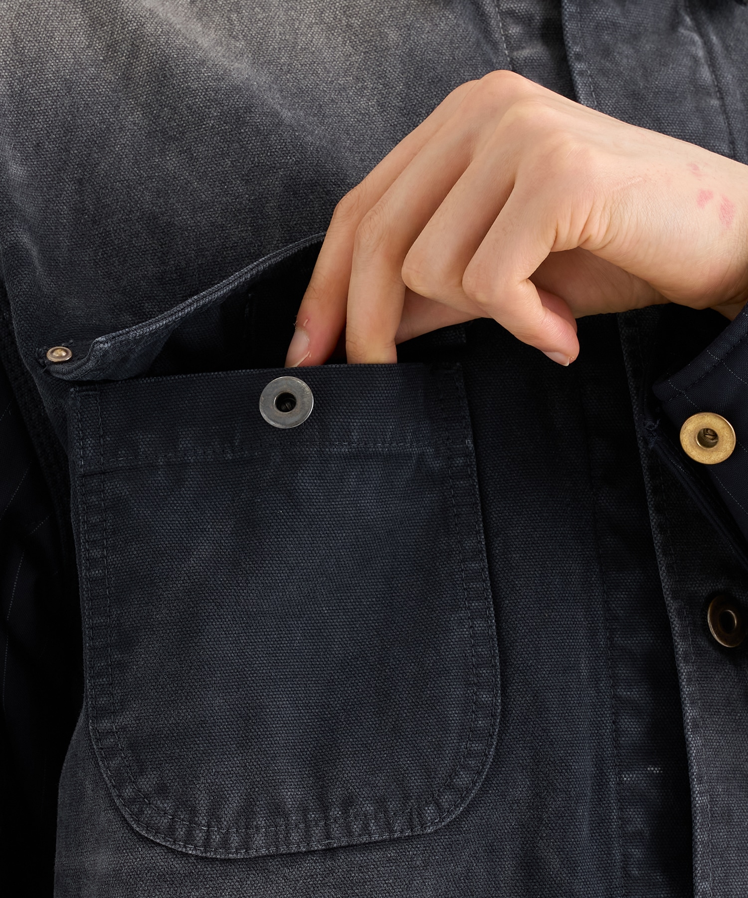 Vintage-effect work coat KHOKI