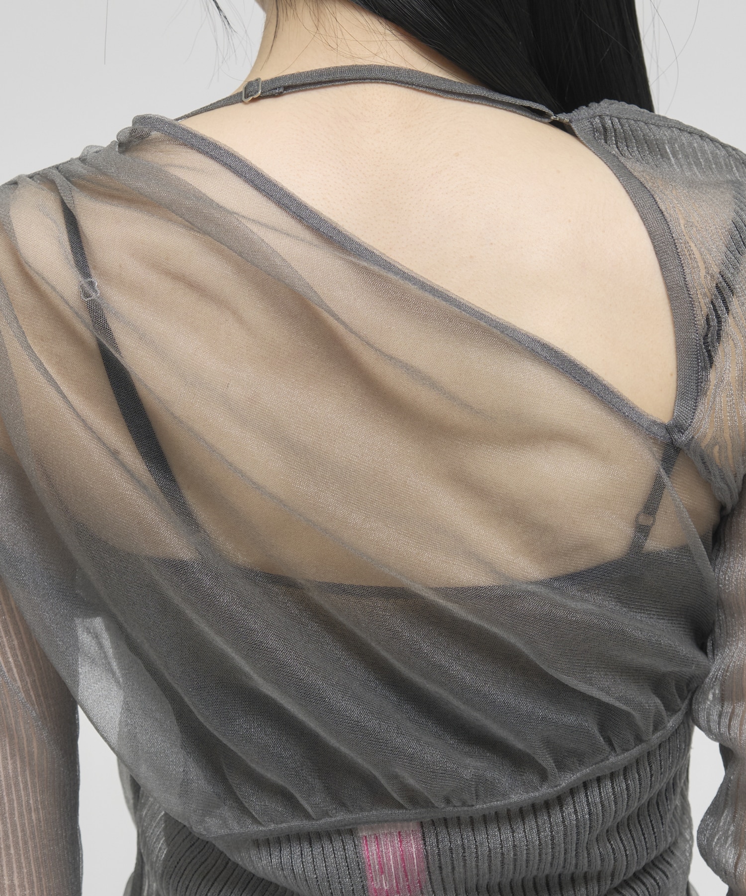 SHEER GATHERED KNIT TOP FETICO