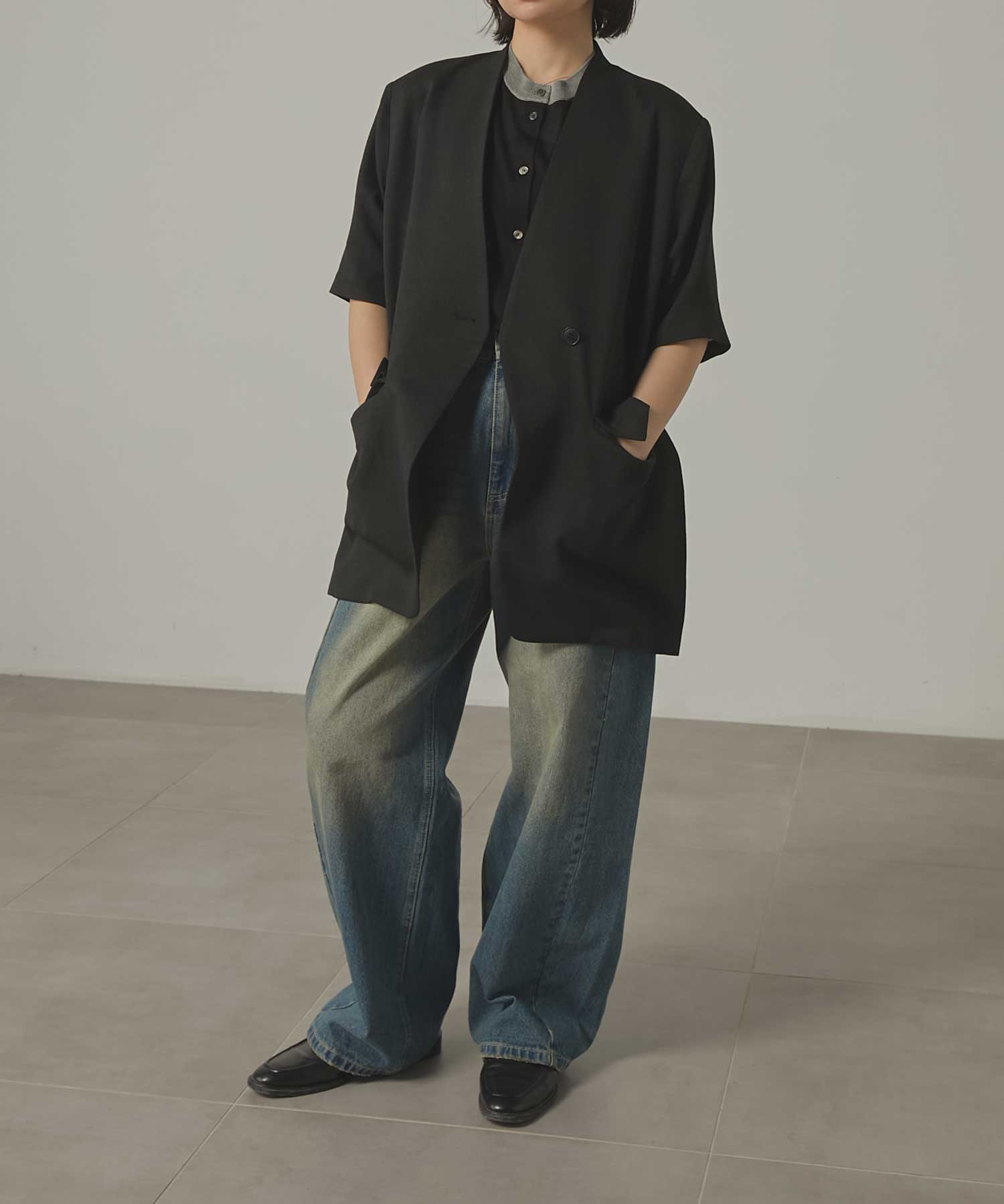 別注 side slit harf sleeve jacket Louren
