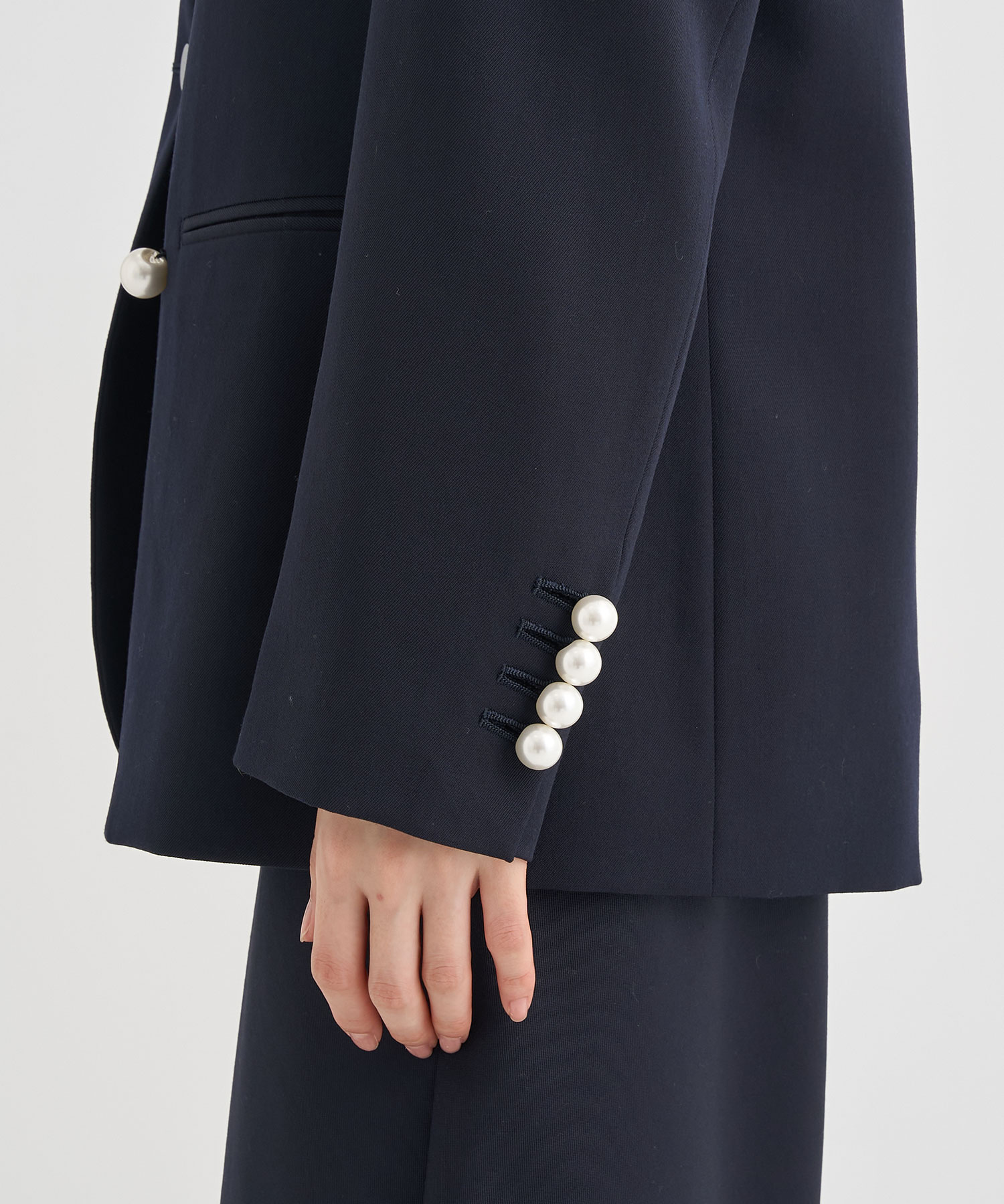 BLACK FORMAL NO COLLAR JACKET CINOH