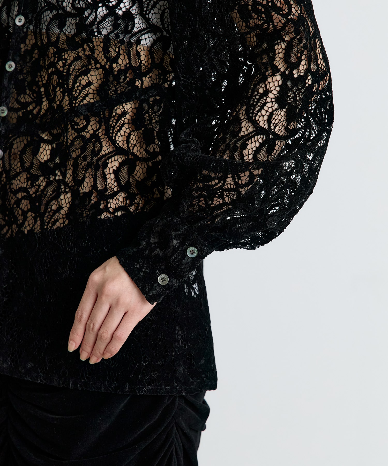 FLOCKED LACE SAILOR COLLAR BLOUSE FETICO