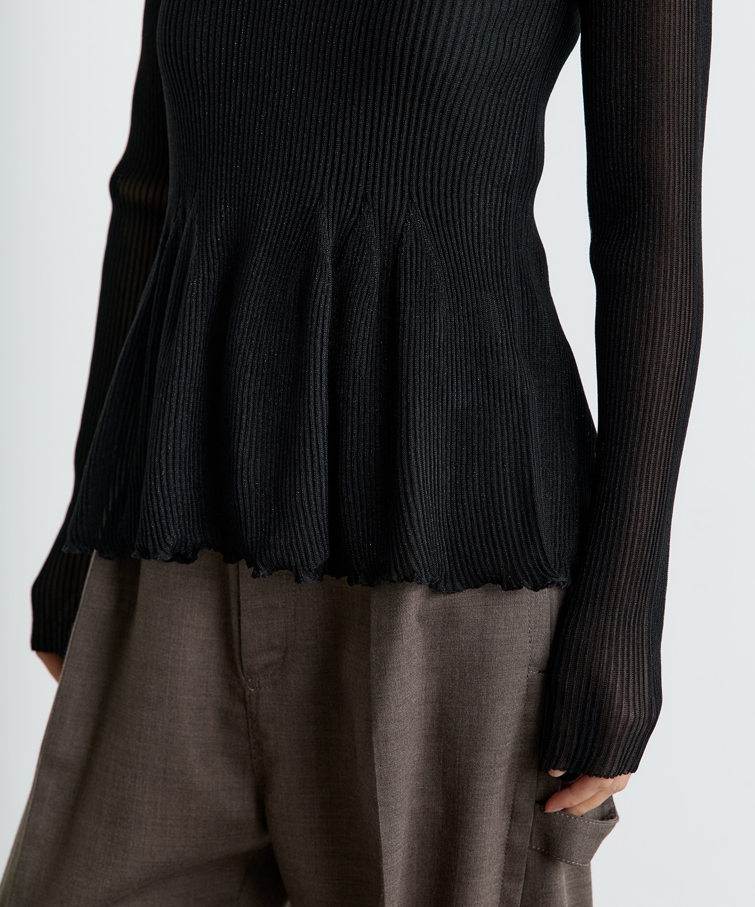 HYPHA LUCENT GLITTER LONG SLEEVE POLO SHIRT CFCL