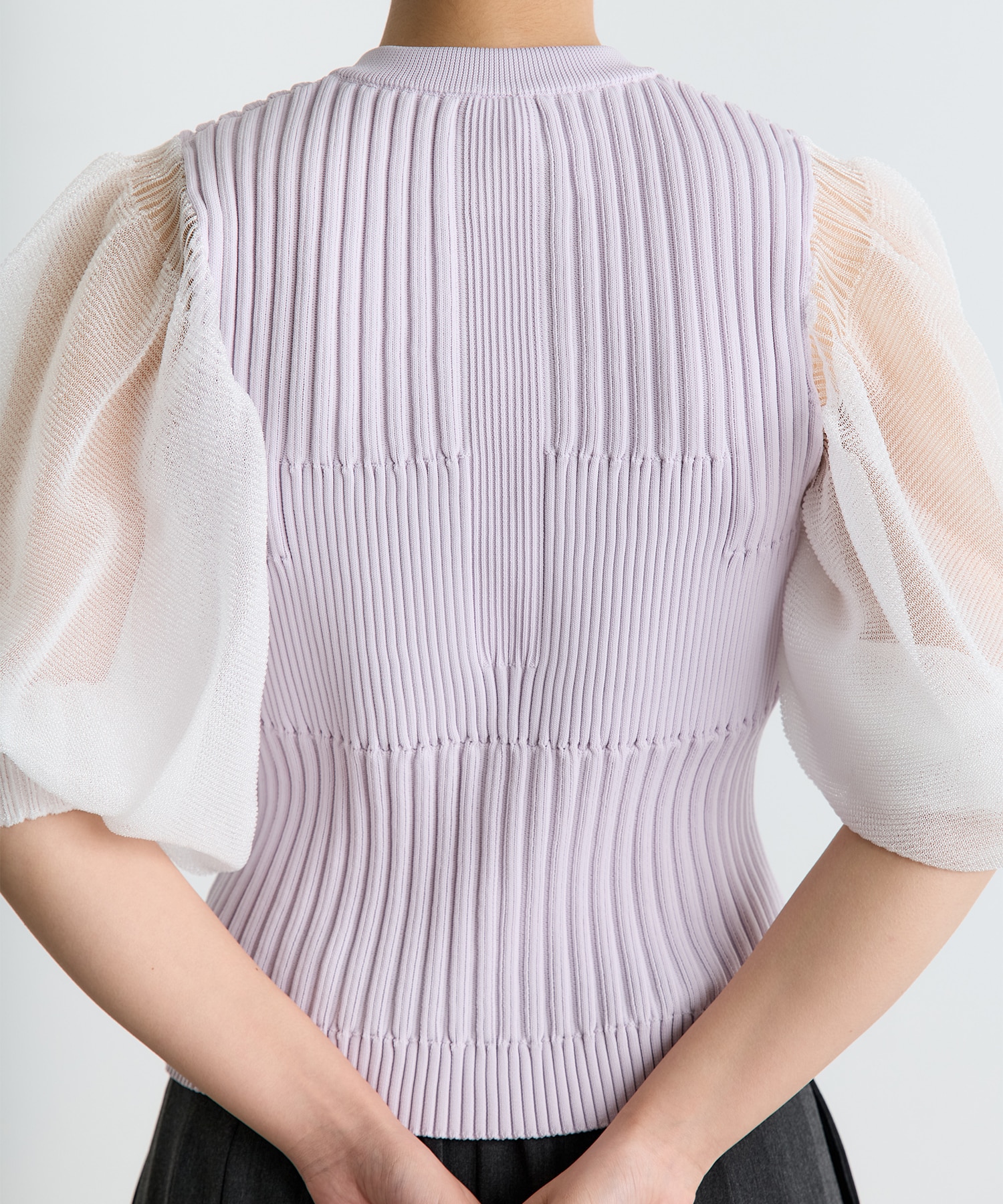 FLUTED LUCENT PUFF SLEEVE CARDIGAN CFCL