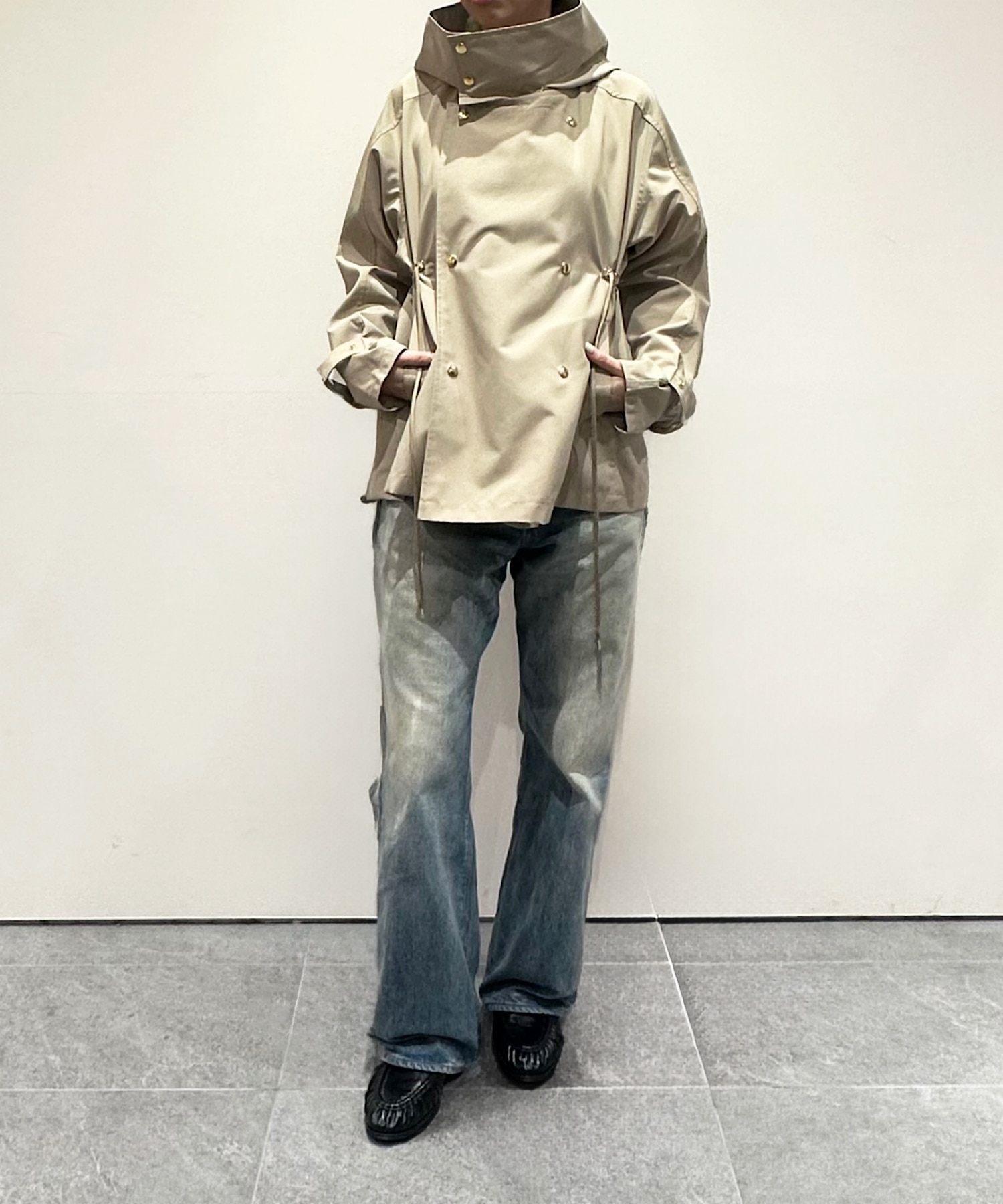 別注 Recycle Shell Taffeta Short Trench Coat VACHEMENT