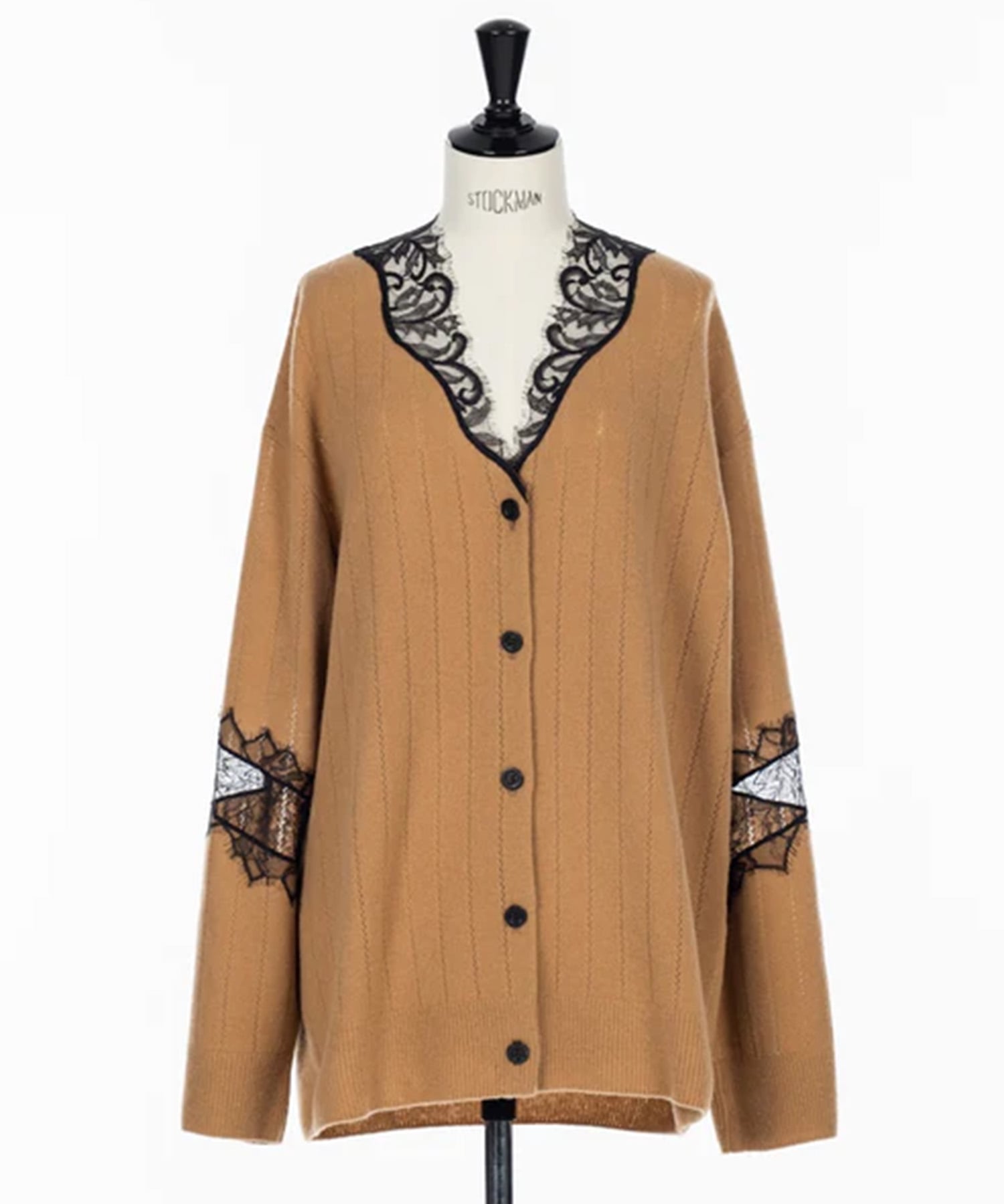 OVERSIZED HAIRY LACE PANELED KNIT CARDIGAN FETICO