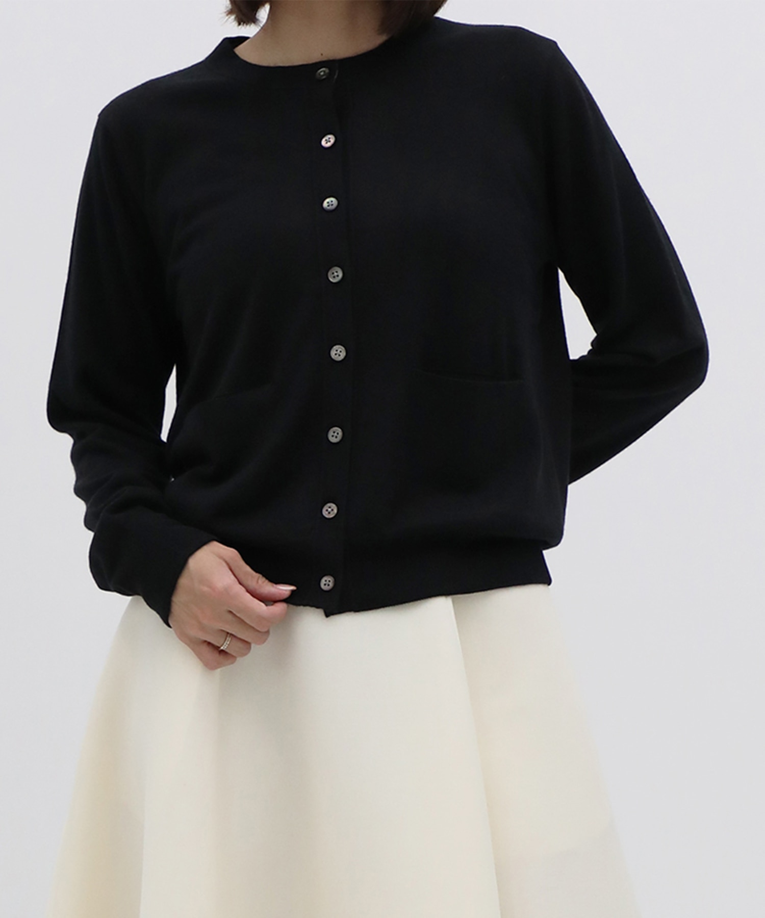 CASHMERE/SILK REVERSIBLE CREW NECK CARDIGAN THE TOKYO