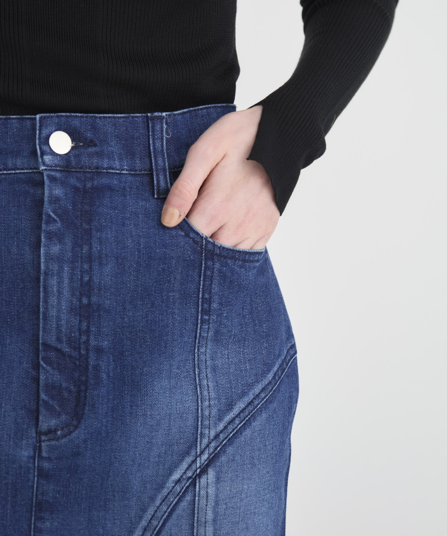 Cutting Stretch Denim Skirt RITAN