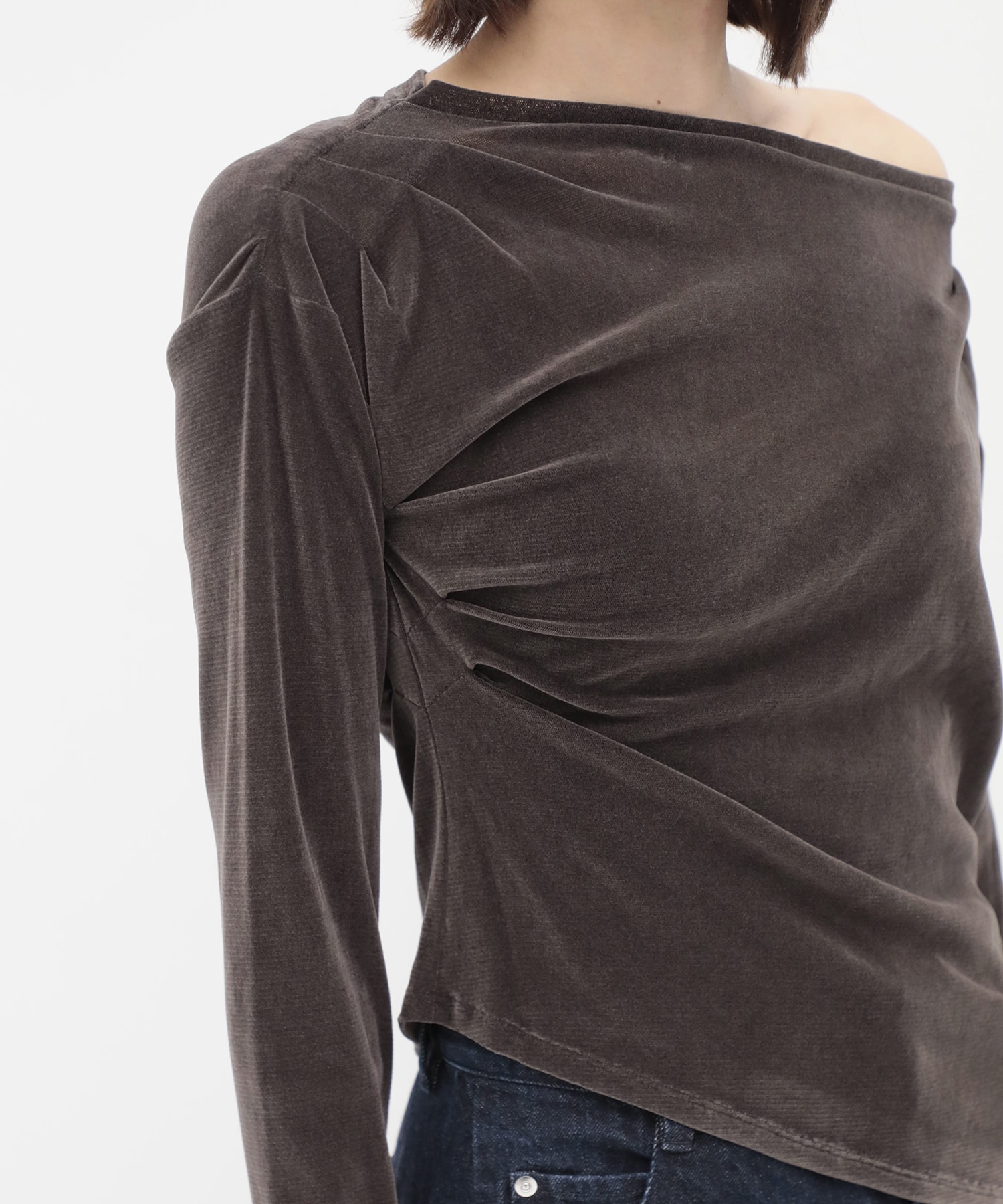 Velour One Shoulder Long T-Shirt RITAN