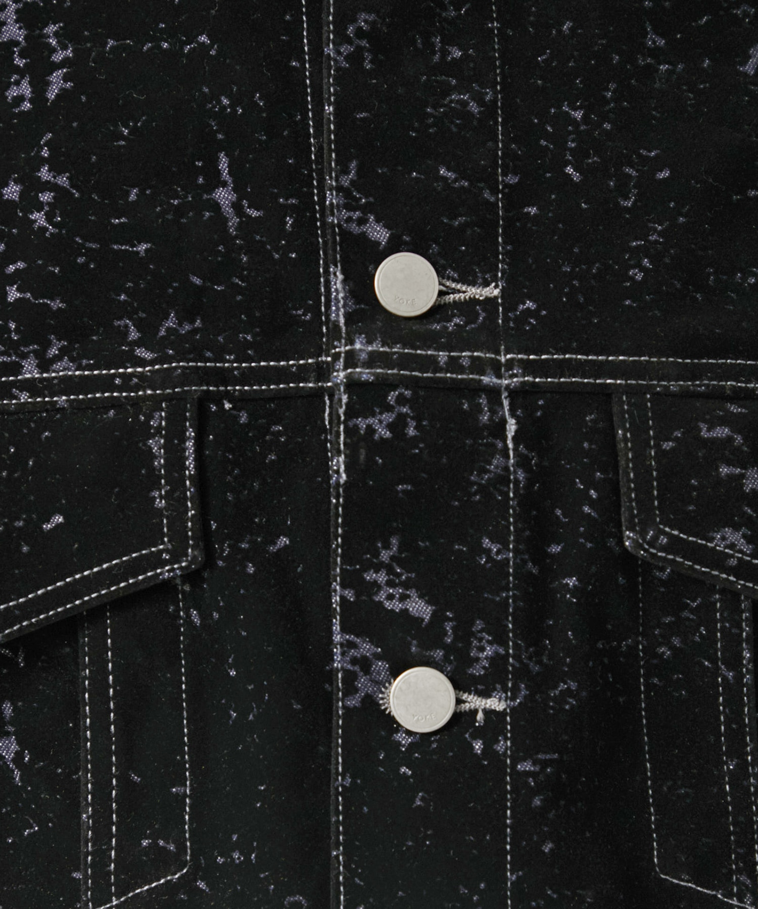 FLOCKY PRINTED DENIM TRUCKER JACKET YOKE