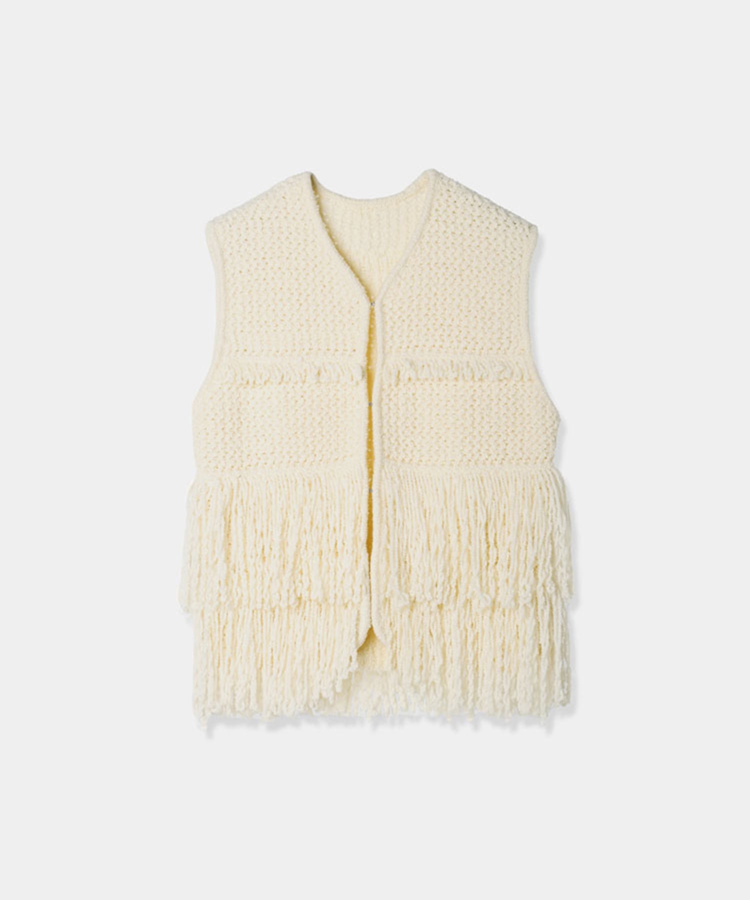 slab yarn fringe vest Louren