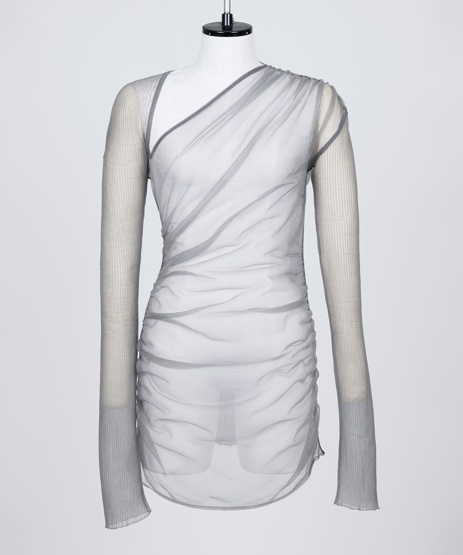 SHEER GATHERED KNIT TOP FETICO