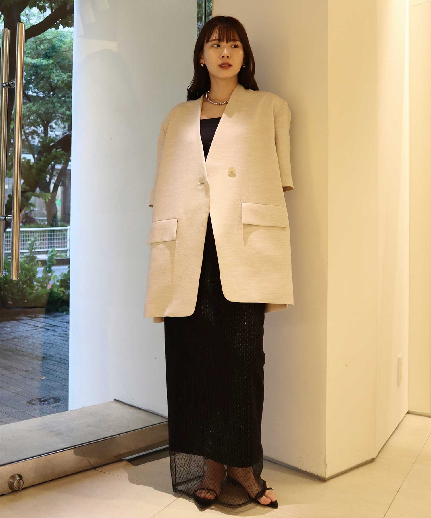 別注 side slit half sleeve jacket Louren