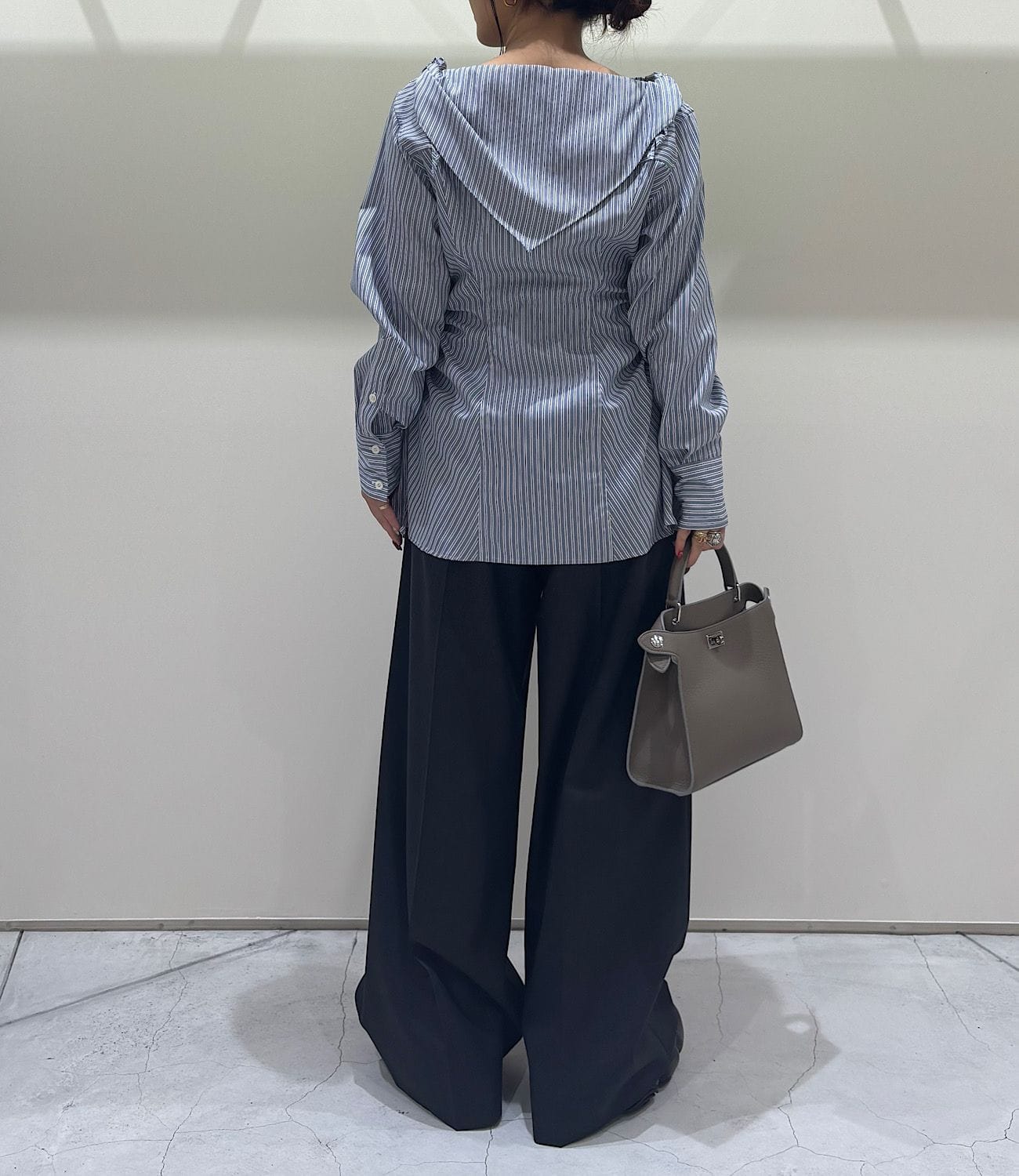 COTTON STRIPE SCARF COLLAR BLOUSE FETICO