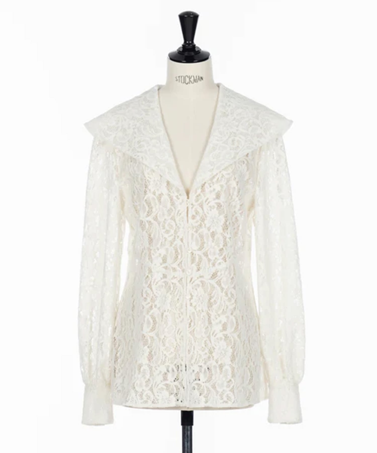 FLOCKED LACE SAILOR COLLAR BLOUSE FETICO