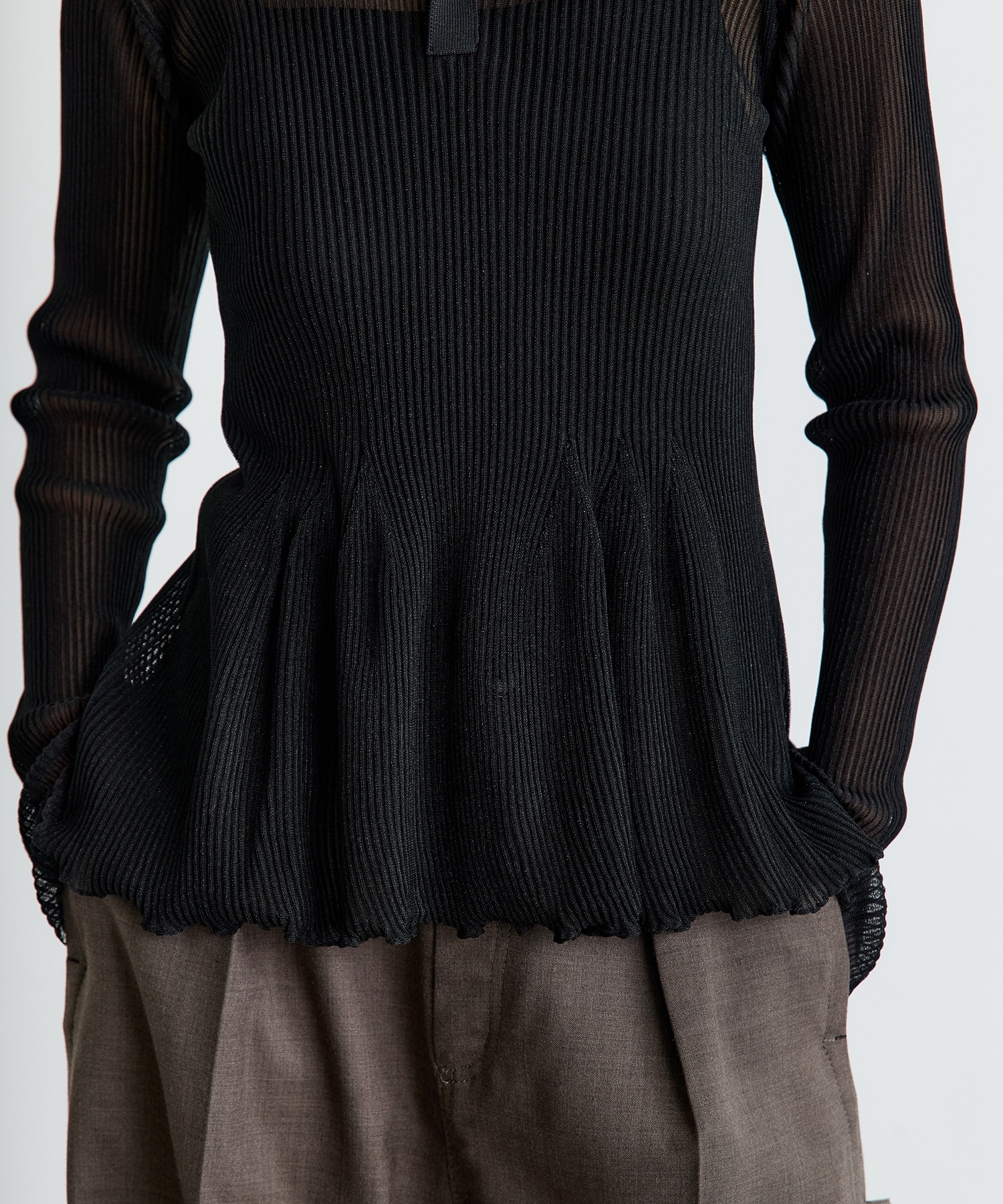 HYPHA LUCENT GLITTER LONG SLEEVE POLO SHIRT CFCL