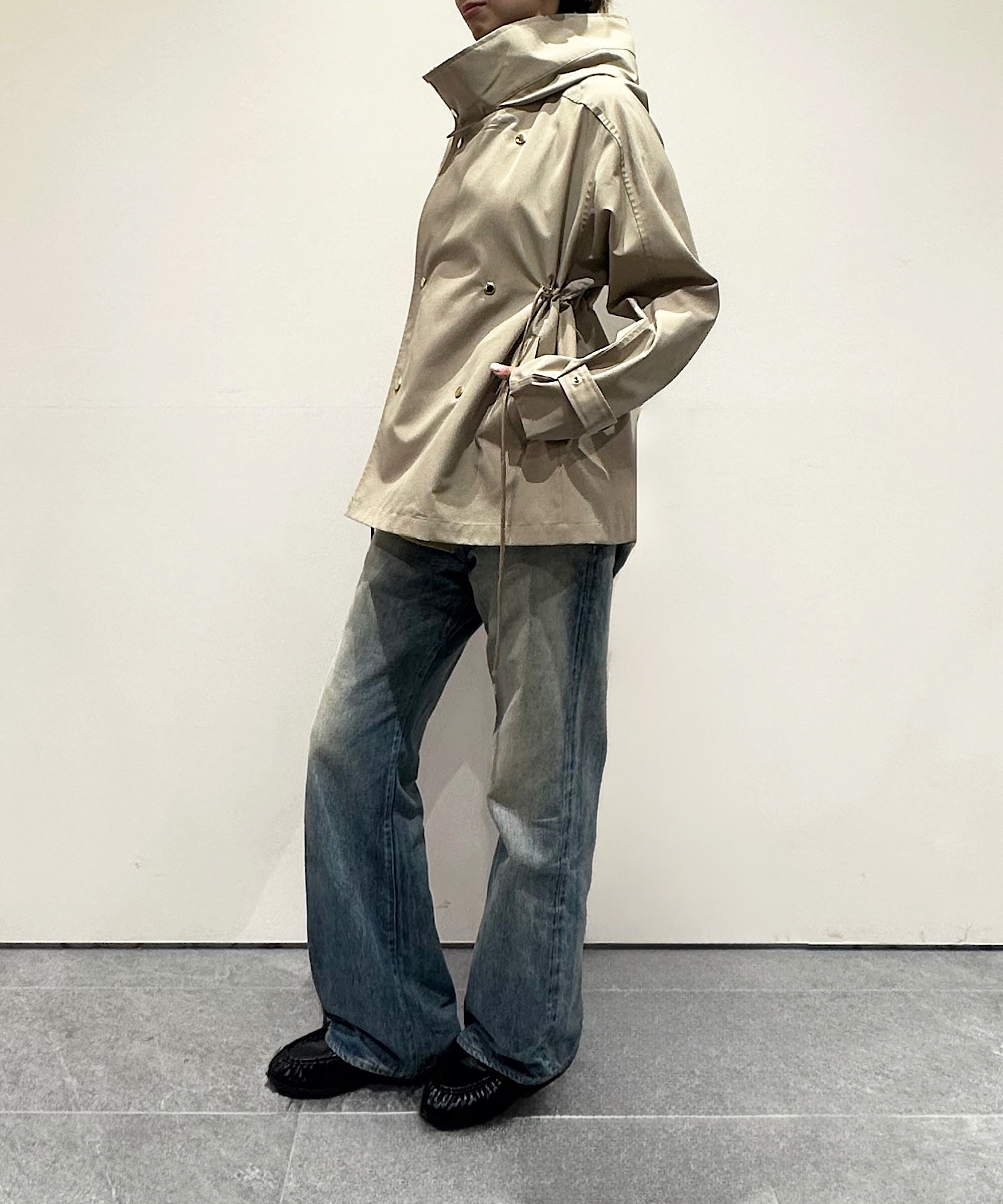 別注 Recycle Shell Taffeta Short Trench Coat VACHEMENT