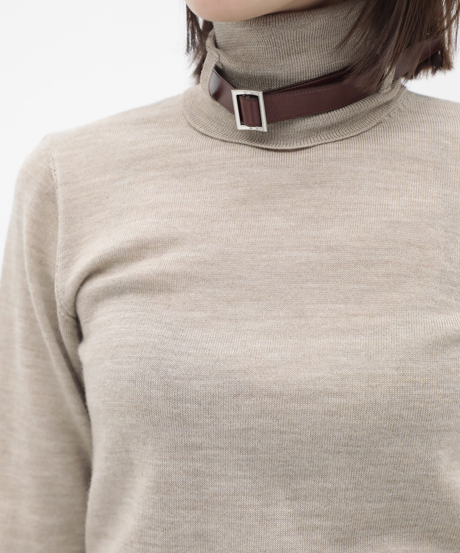 Belted High-Neck Sweater KEISUKEYOSHIDA