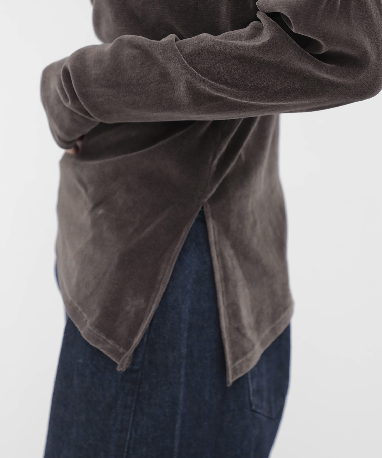 Velour One Shoulder Long T-Shirt RITAN