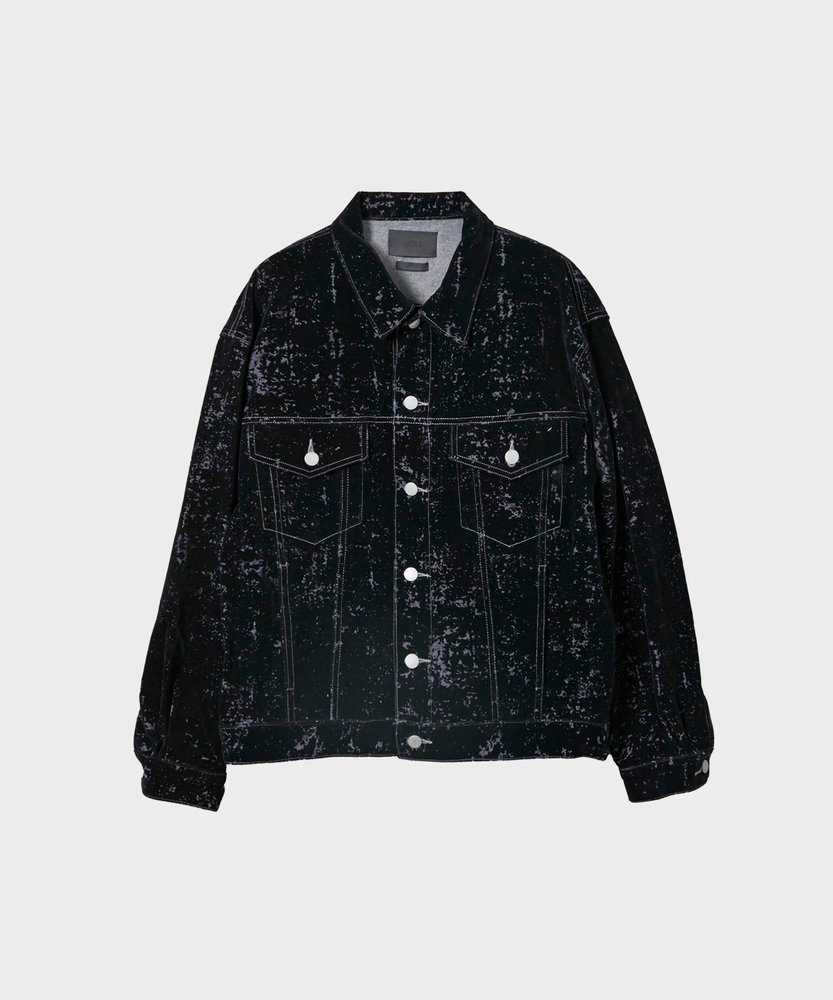 FLOCKY PRINTED DENIM TRUCKER JACKET YOKE