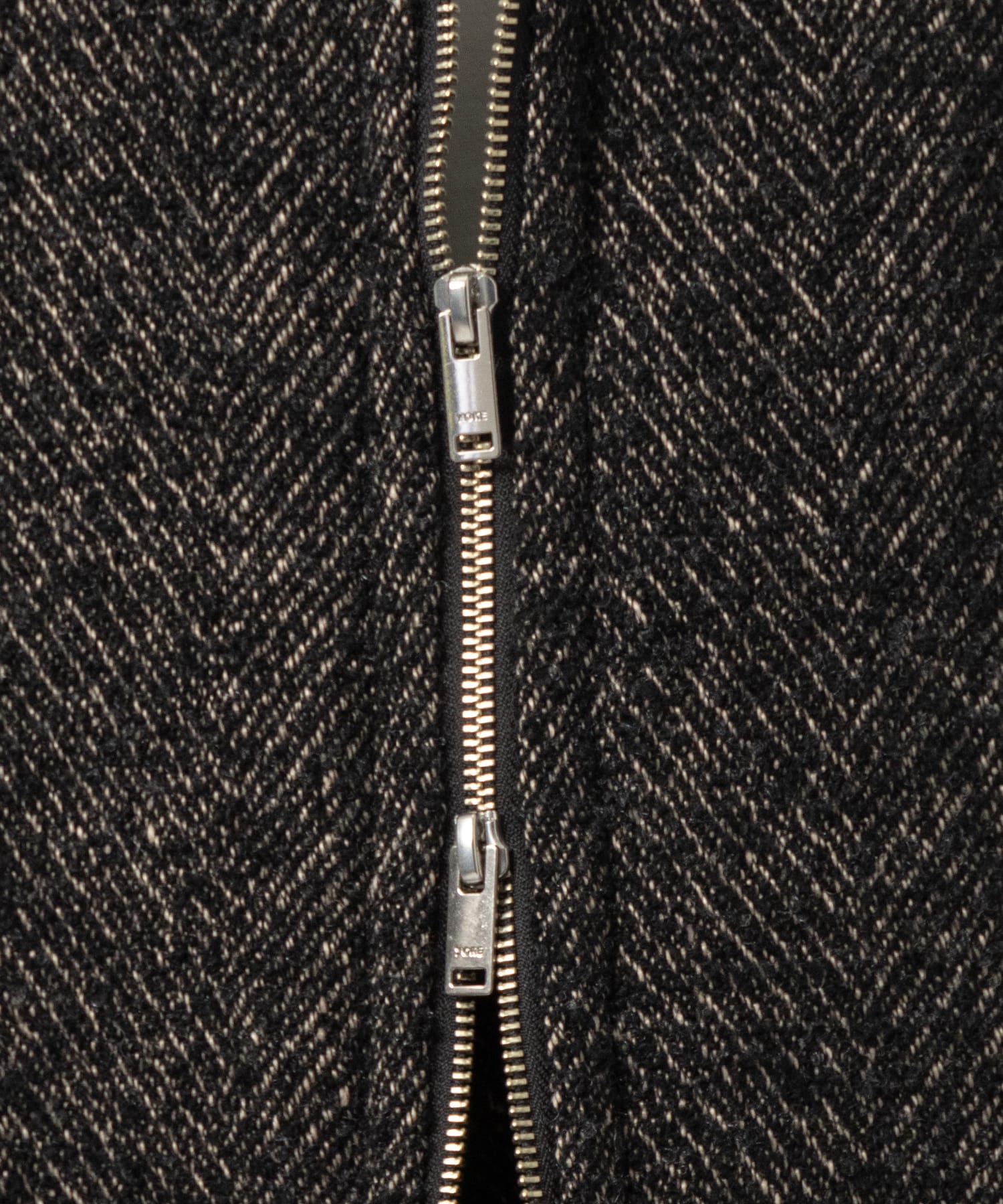 TWEED STAND COLLAR ZIP BLOUSON YOKE