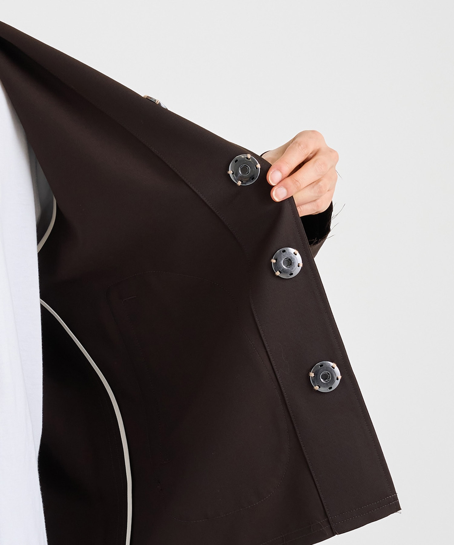 No-collar wool gabardine jacket 