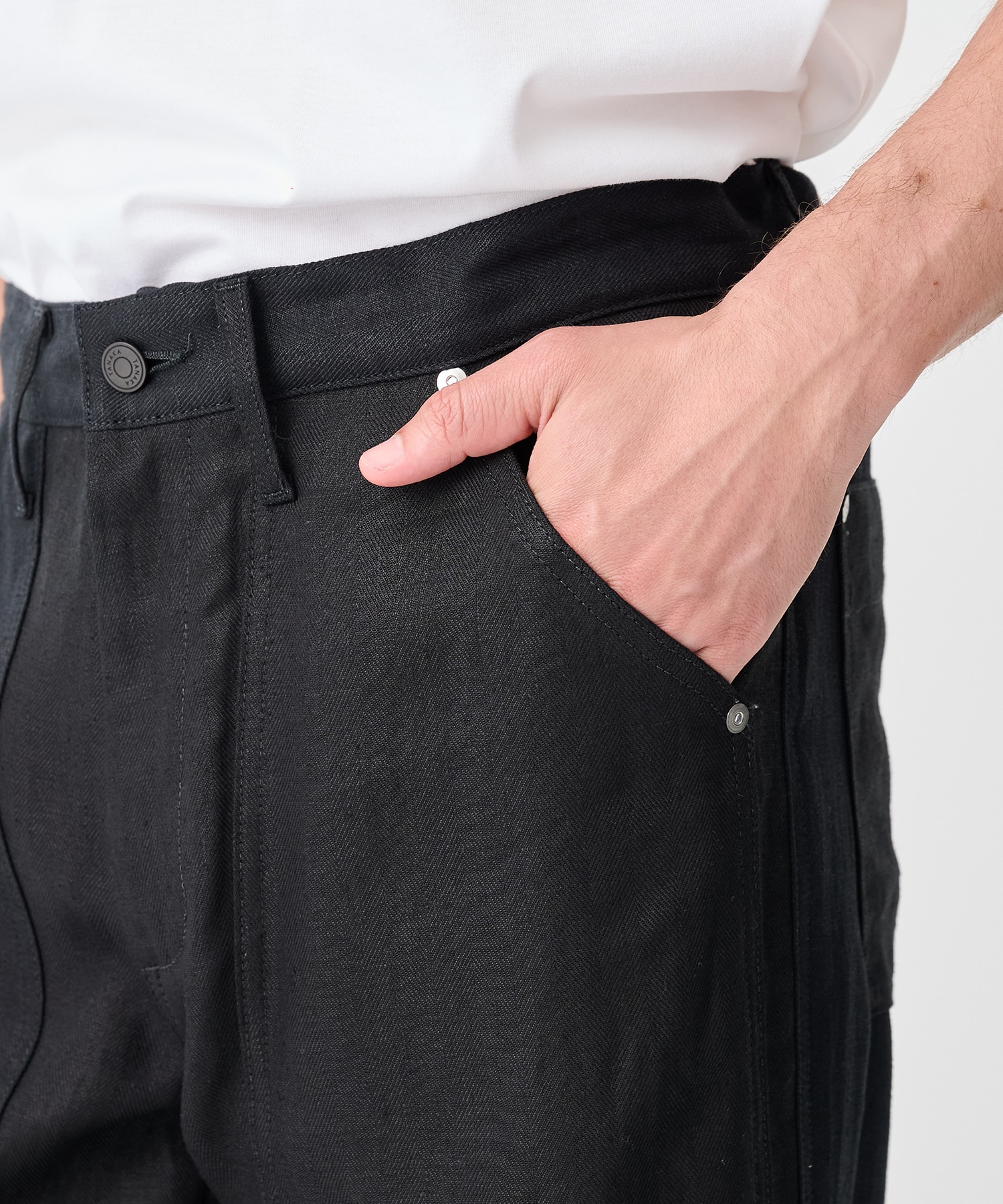 別注NEW CLASSIC WORK JEANS BLACK LINEN TANAKA