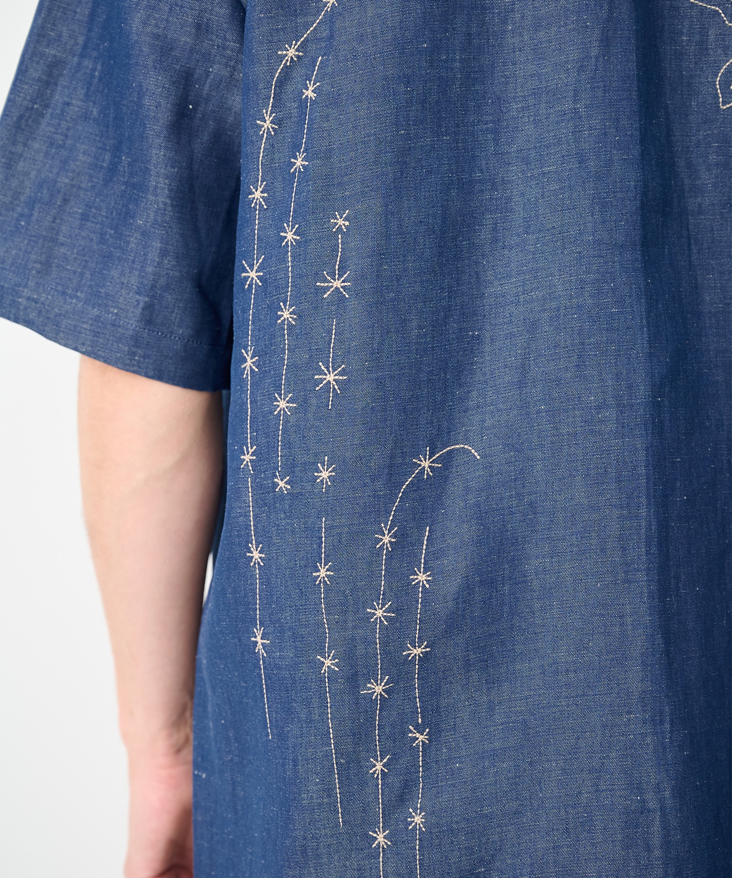 別注THE SS SHIRT INDIGO LINEN EMBROIDERY TANAKA