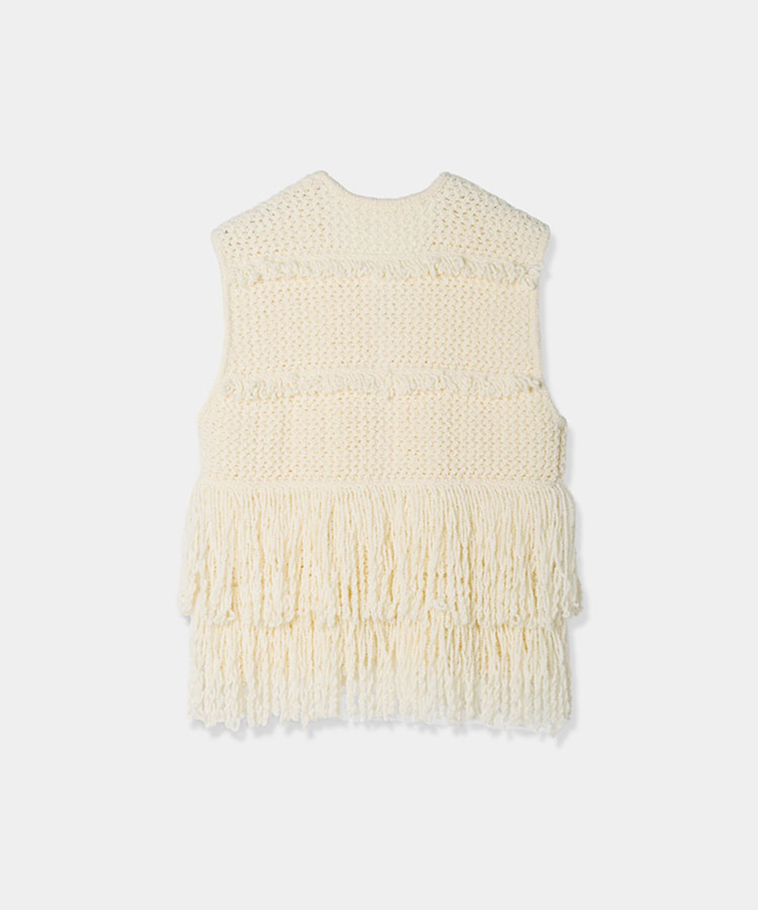 slab yarn fringe vest Louren