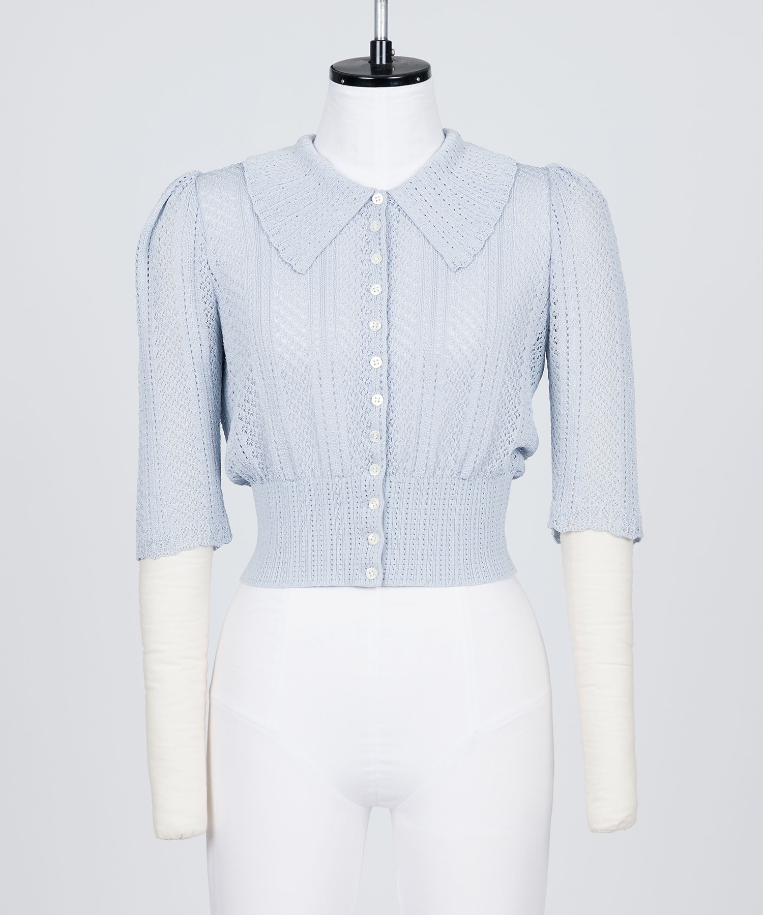 LACE KNIT SHORT-SLEEVED CARDIGAN FETICO