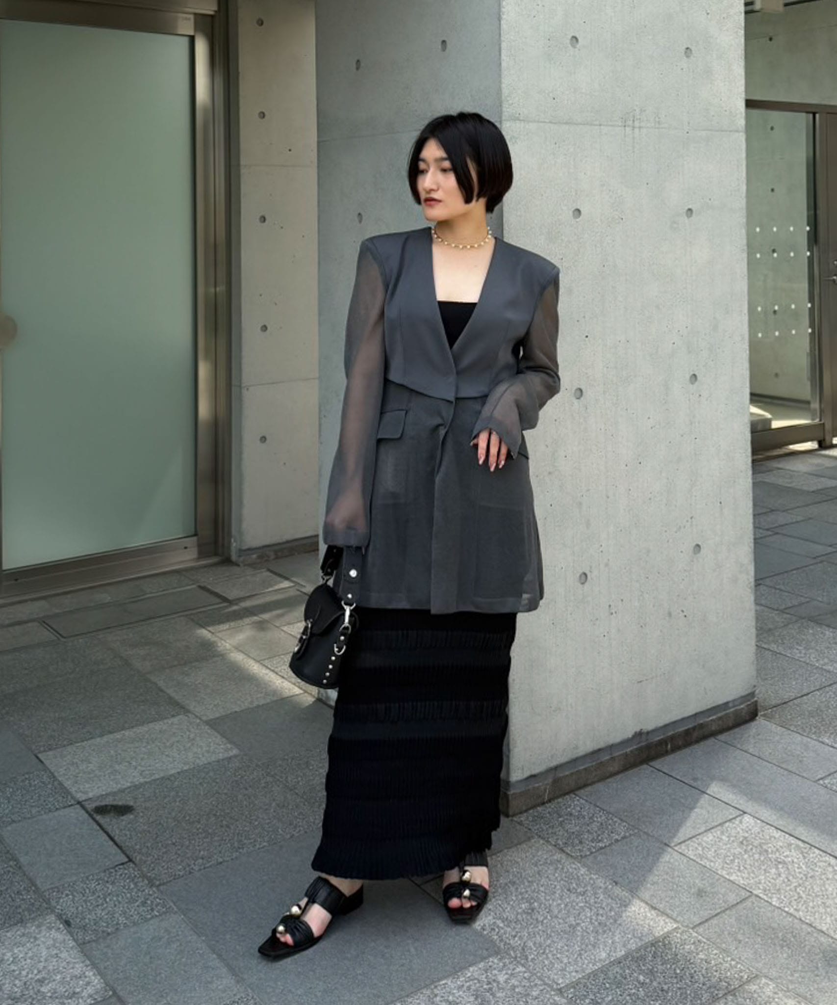 SHEER COMBINED KNIT JACKET FETICO