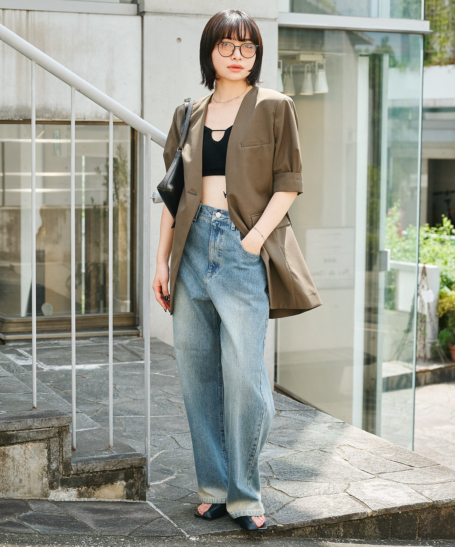 Harf Sleeve Collarless Jacket THE TOKYO