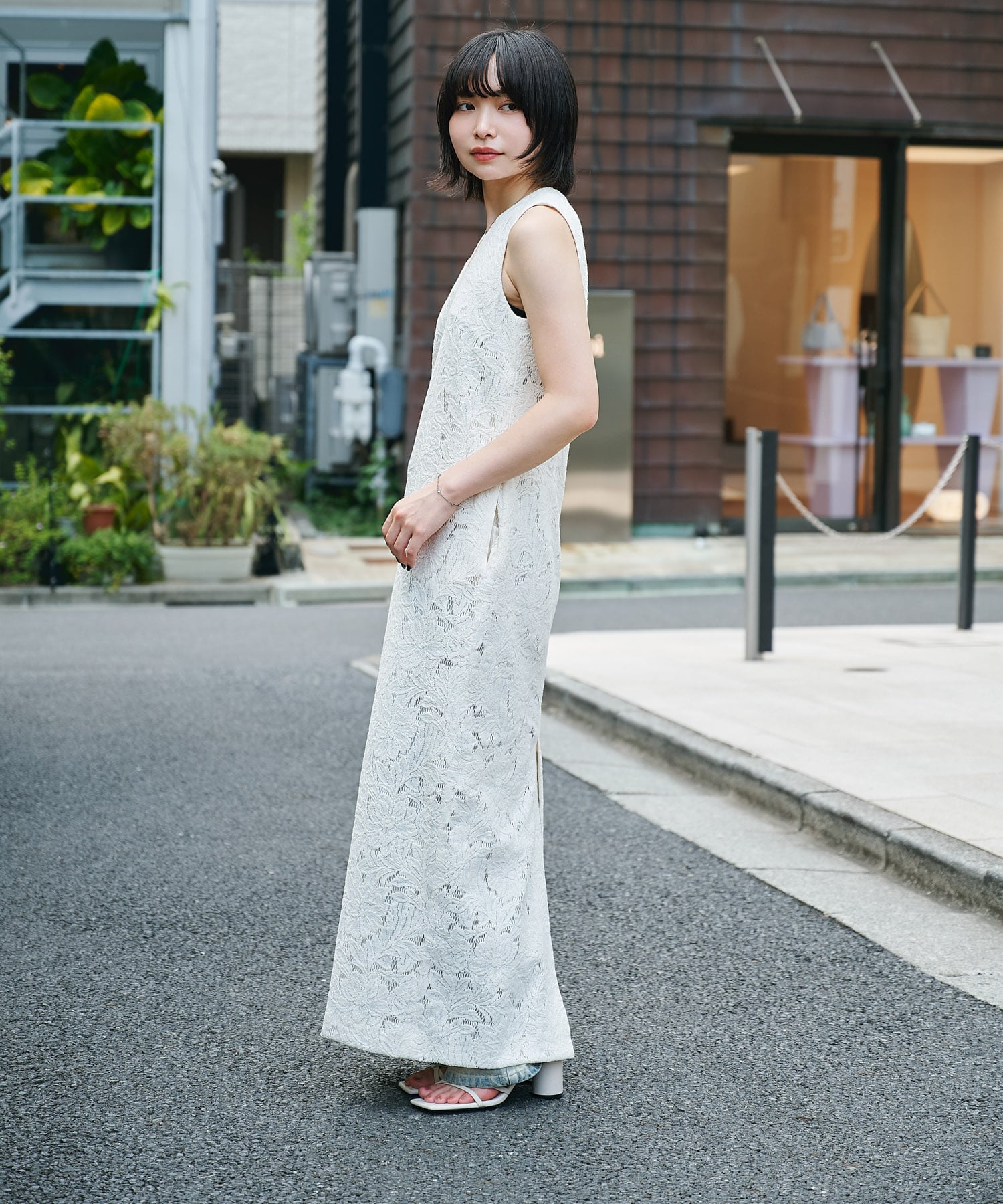 flower jacquard lace dress Louren