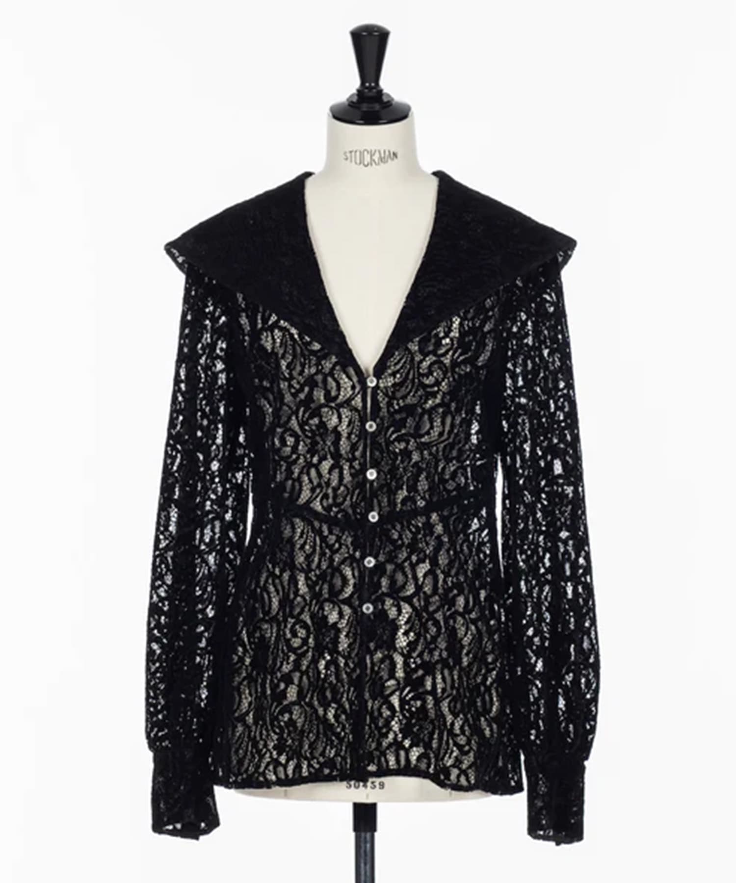 FLOCKED LACE SAILOR COLLAR BLOUSE FETICO
