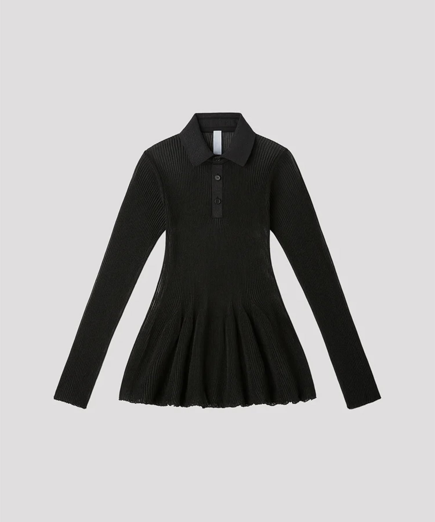 HYPHA LUCENT GLITTER LONG SLEEVE POLO SHIRT CFCL