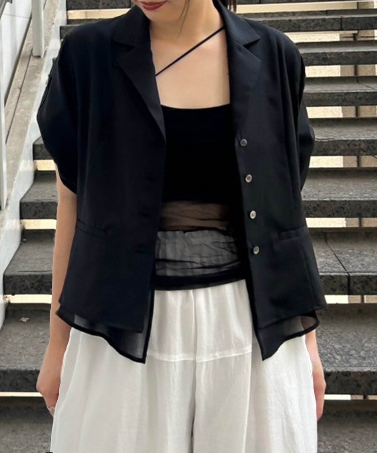 Open Collar Combi Shirts RITAN