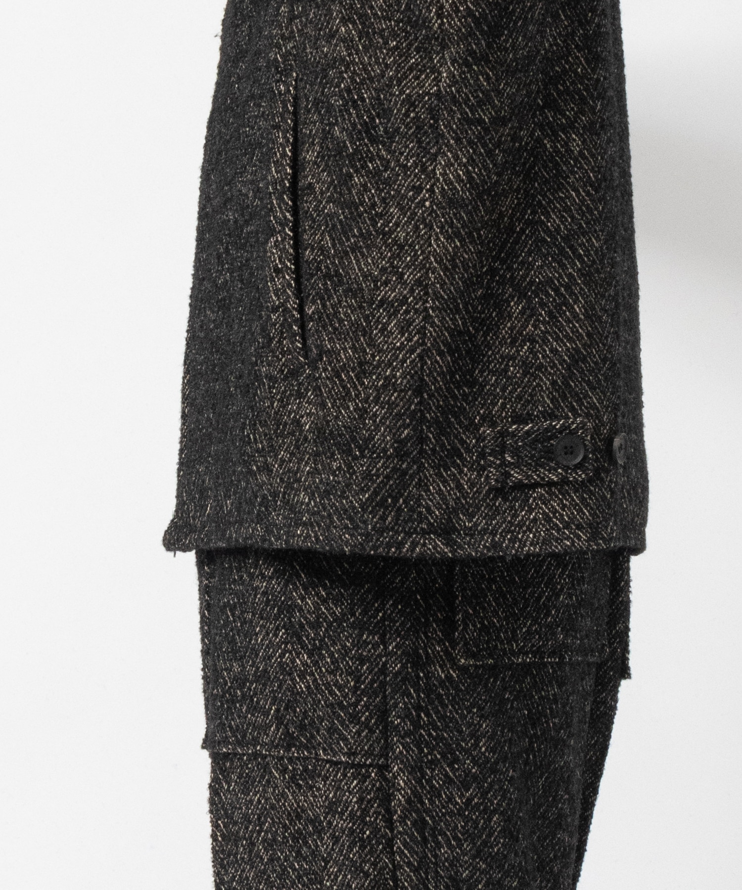 TWEED STAND COLLAR ZIP BLOUSON YOKE