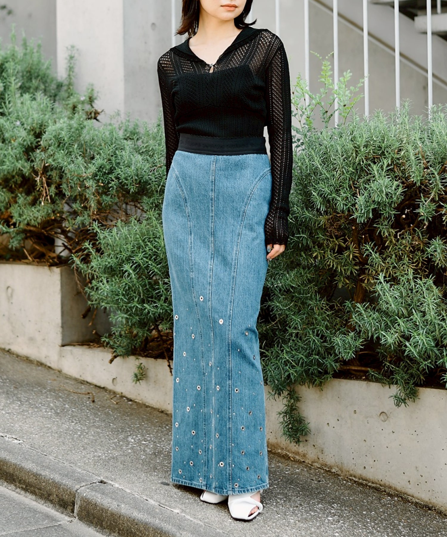 LACE KNIT SAILOR COLLAR BODYSUIT FETICO