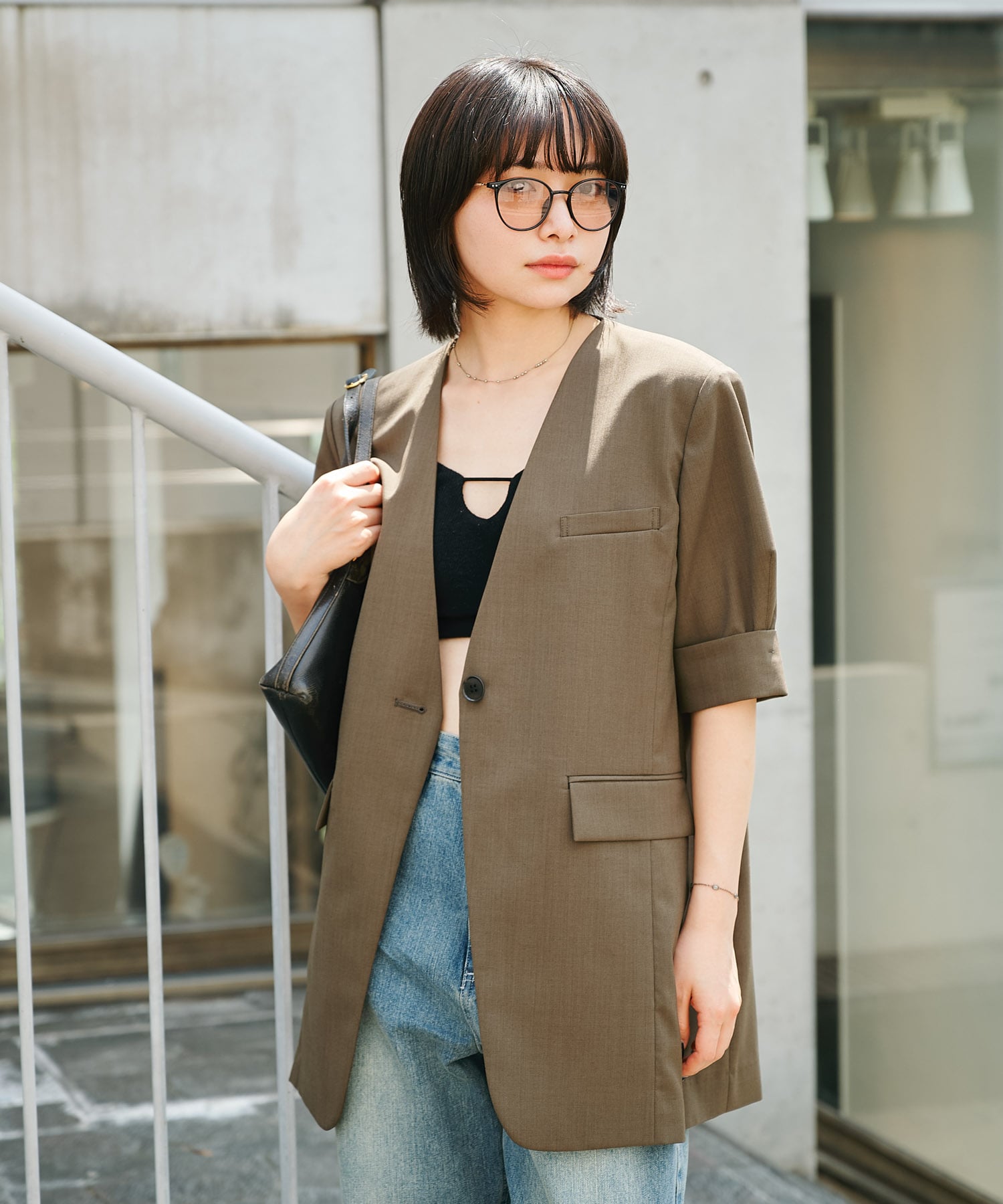 Harf Sleeve Collarless Jacket THE TOKYO
