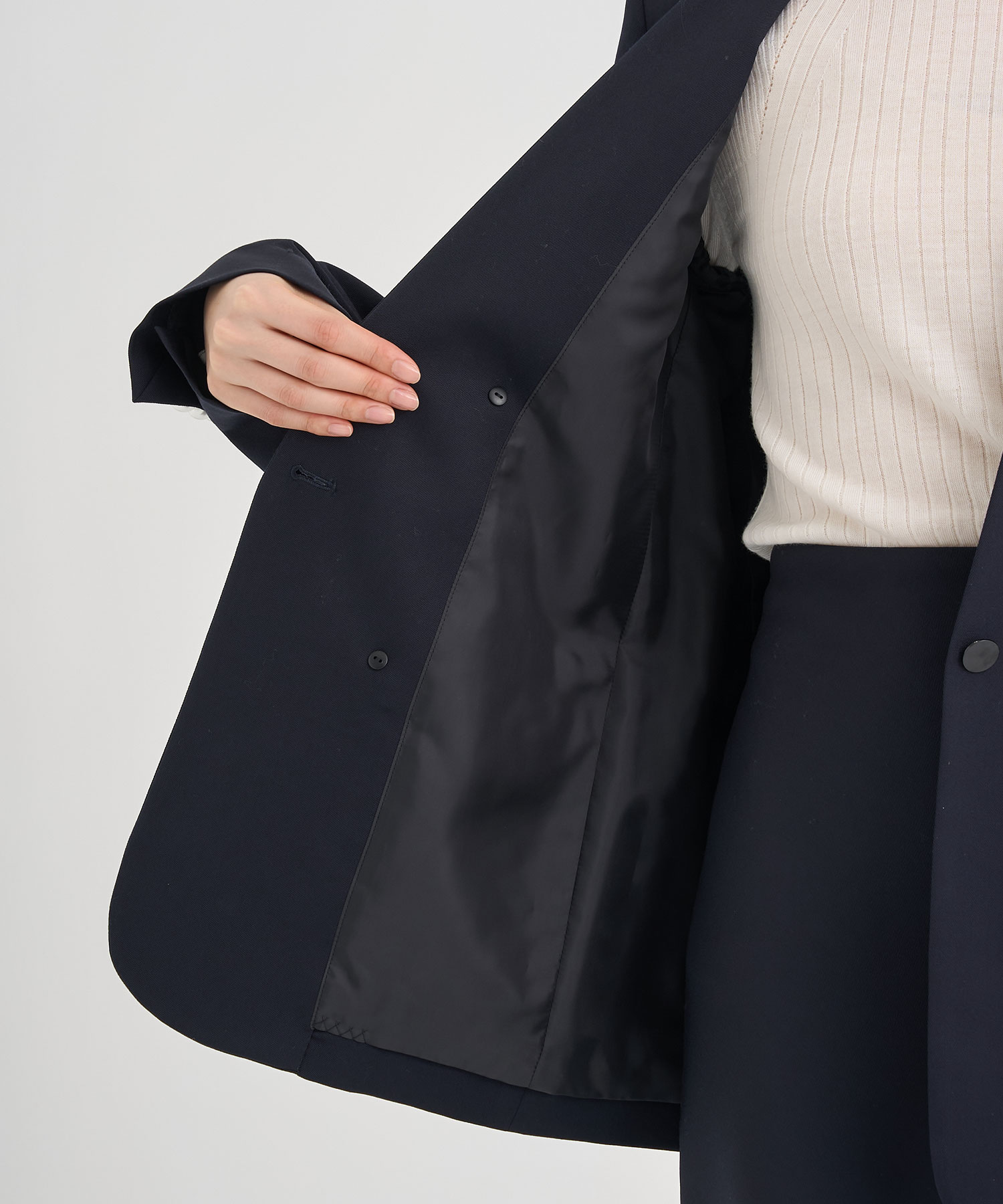 BLACK FORMAL NO COLLAR JACKET CINOH