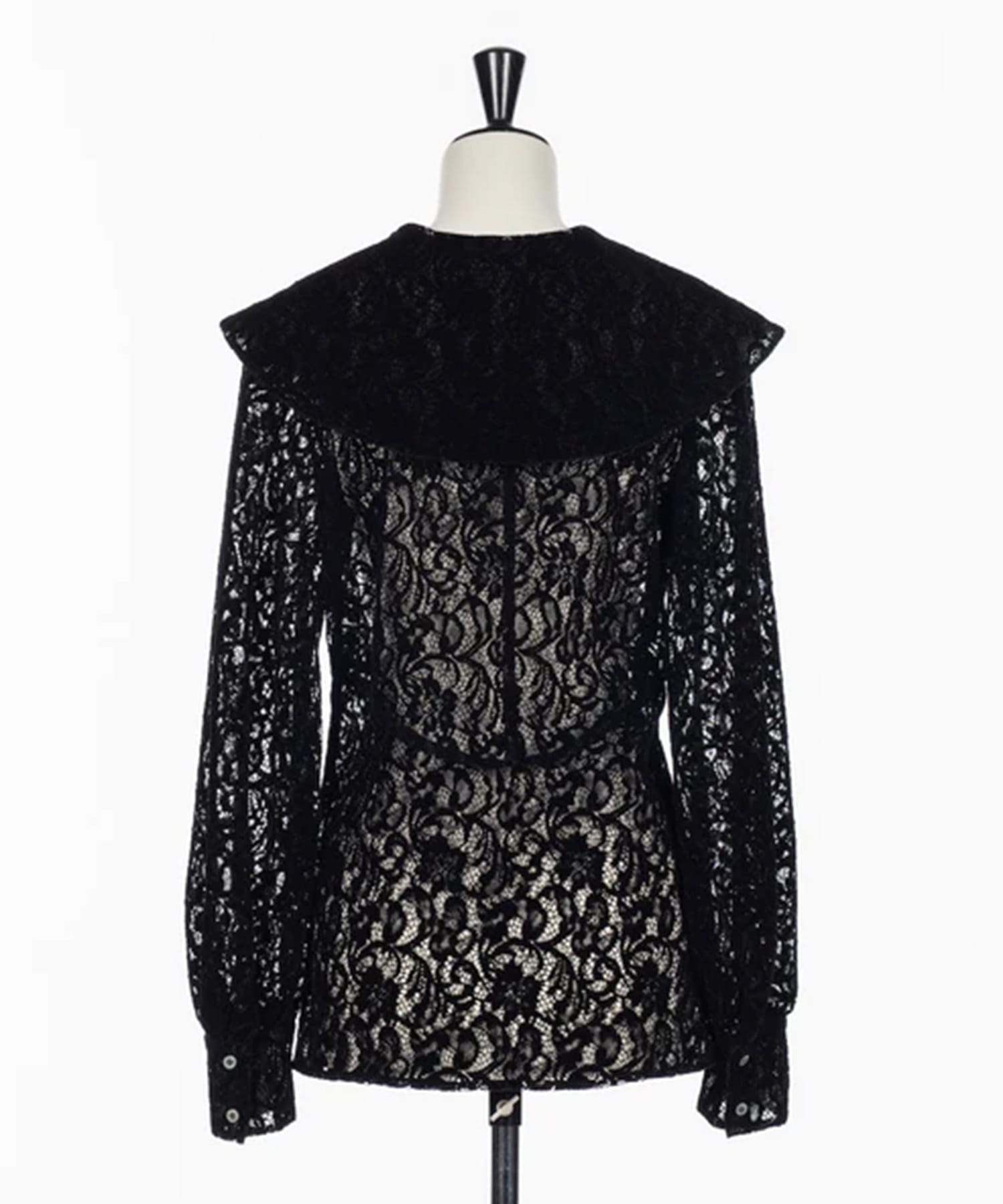 FLOCKED LACE SAILOR COLLAR BLOUSE FETICO