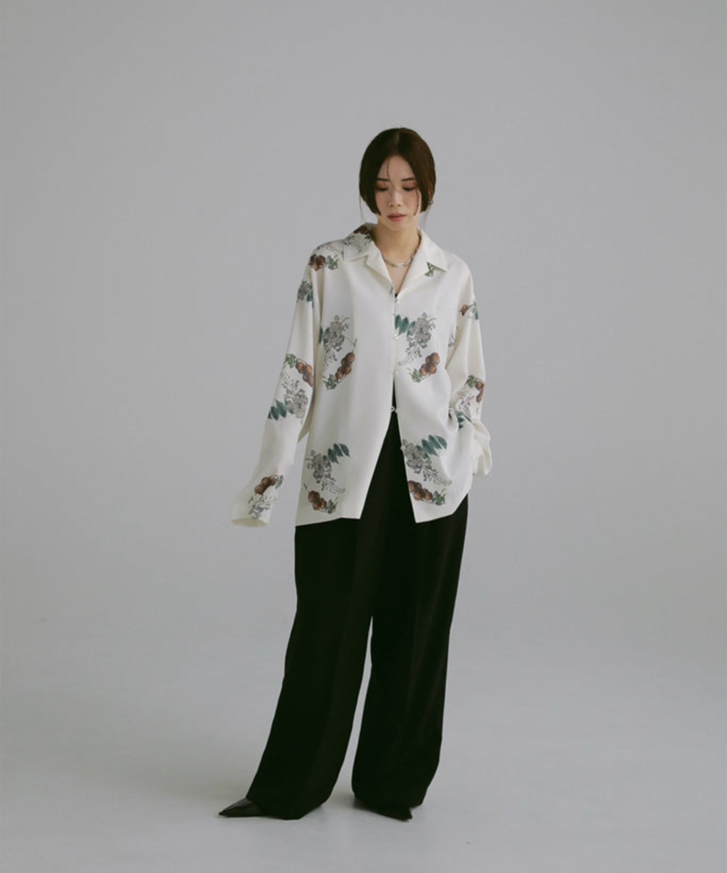 botanical open collar shirts Louren