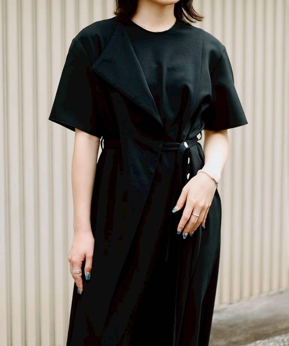 Heike combi tex jersey dress BLK AKIRANAKA