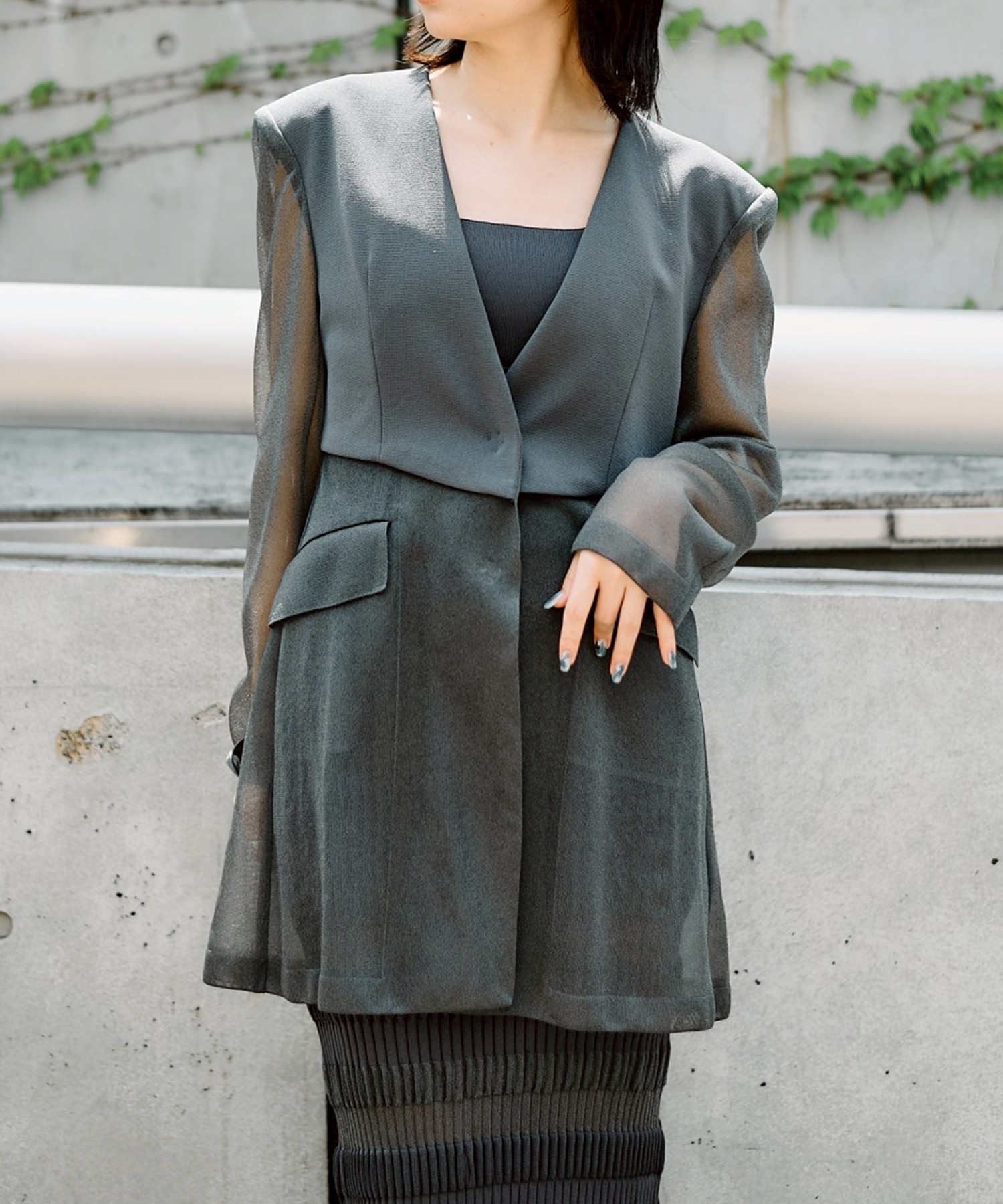 SHEER COMBINED KNIT JACKET FETICO