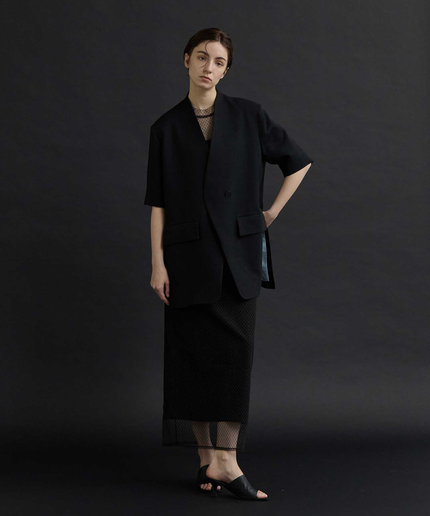 別注 side slit half sleeve jacket Louren